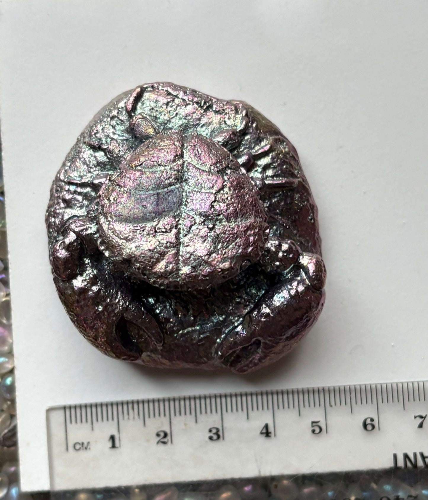 Purple Bismuth Crystal Crab Carving Metal Art