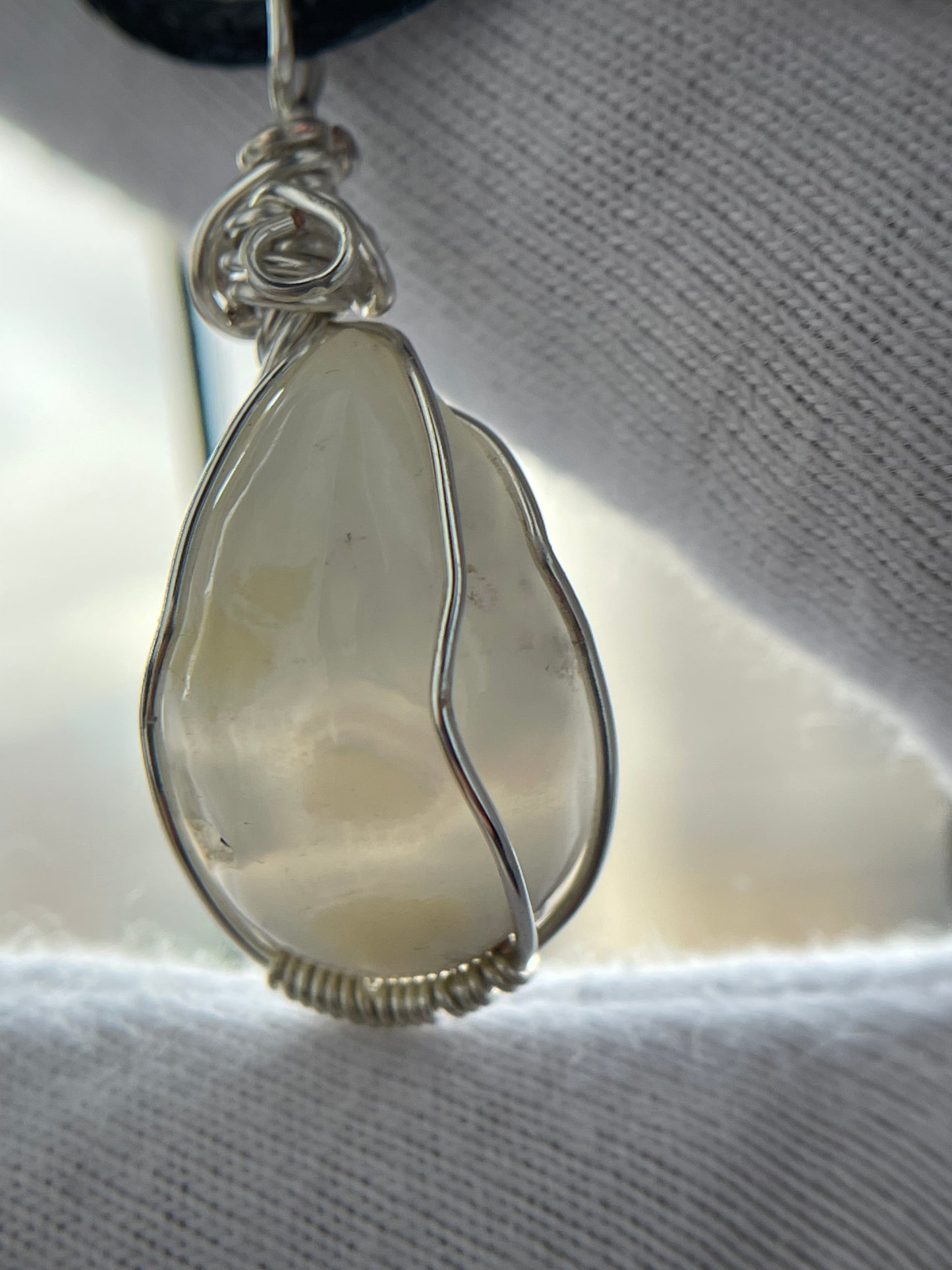 White Agate Crystal Gemstone Wire Wrapped Necklace
