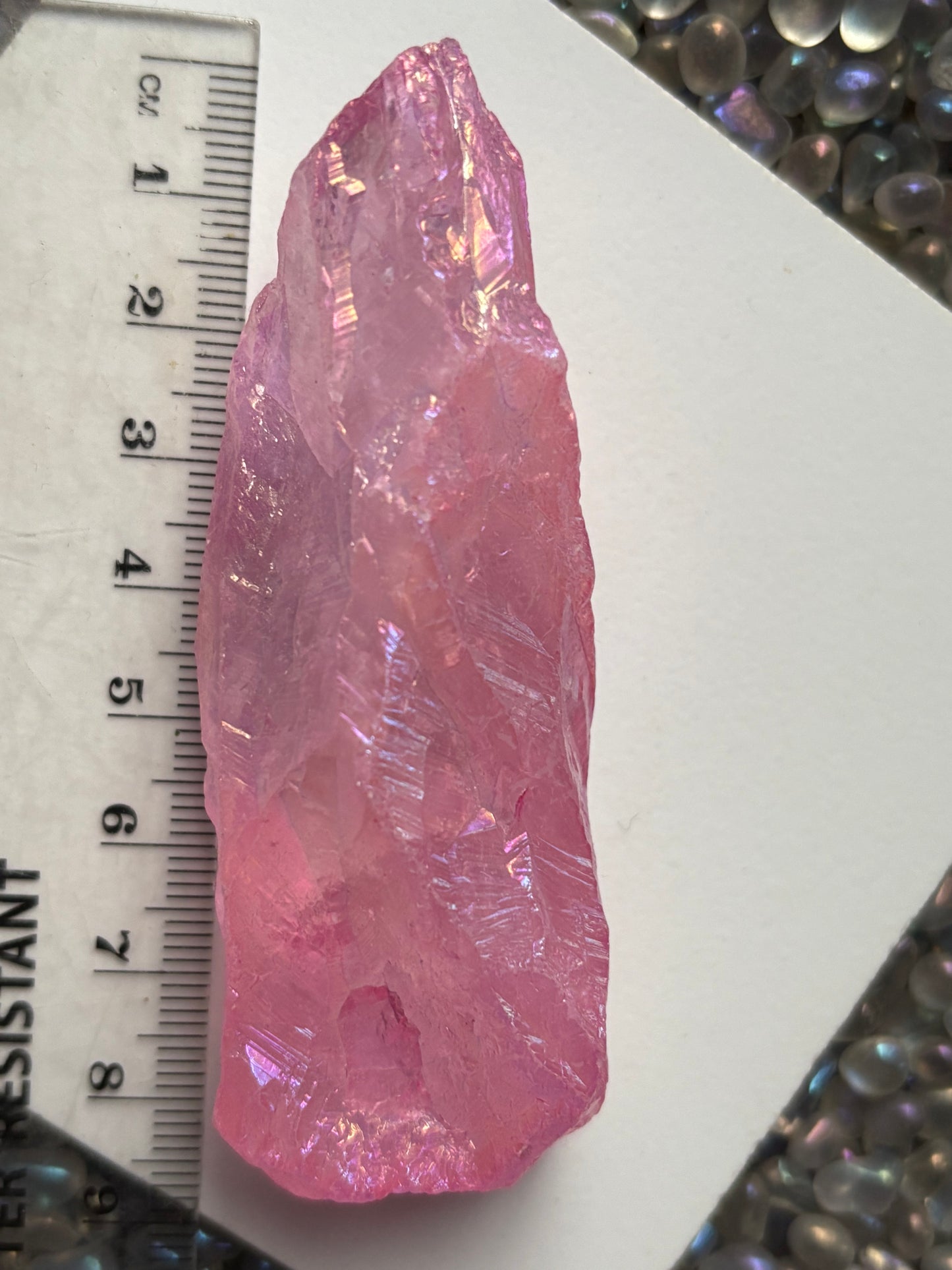 Pink Aura Quartz Rough Gemstone Crystal Unicorn Tear - Large