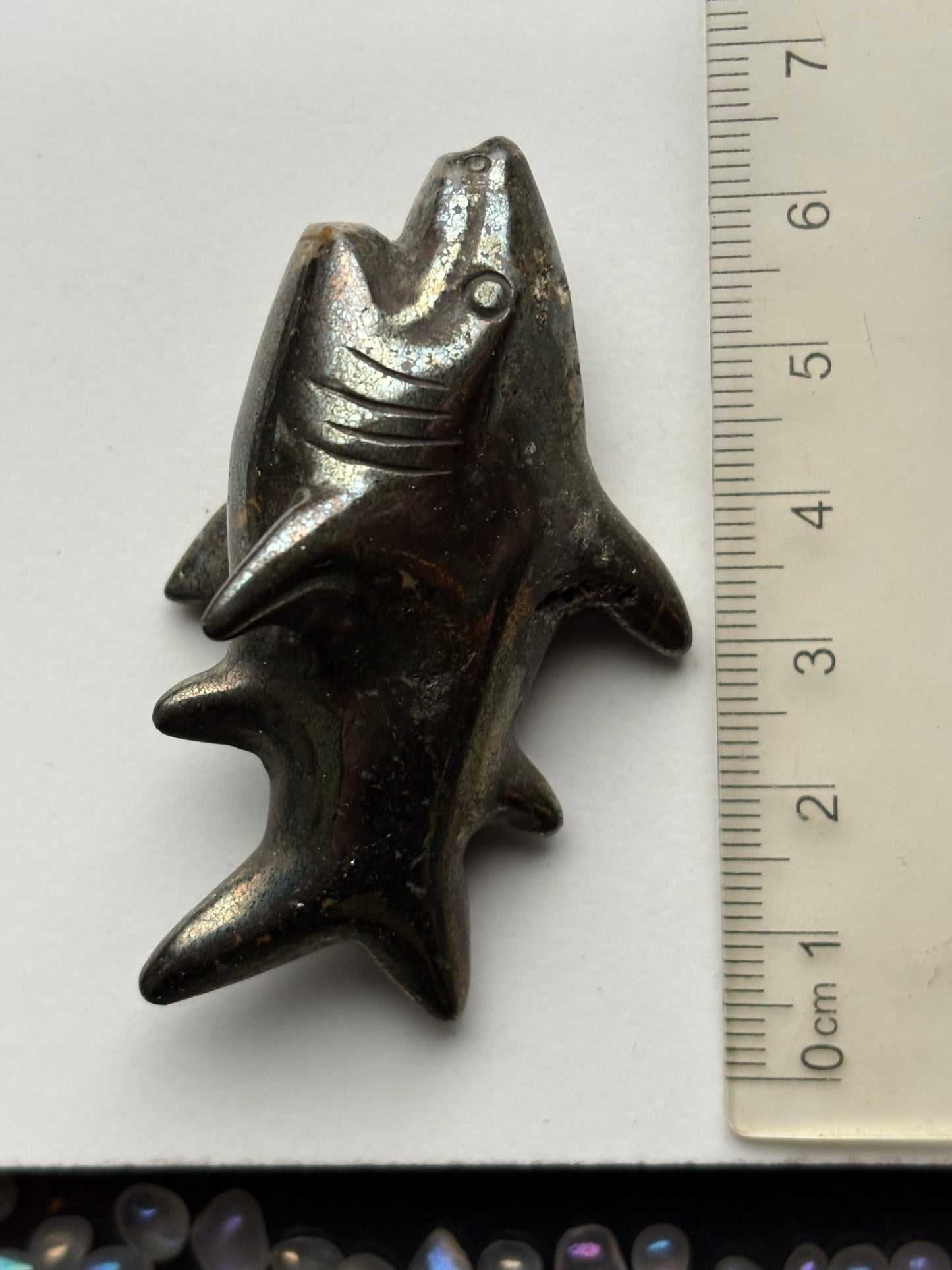 Pyrite Crystal Gemstone Shark Carving
