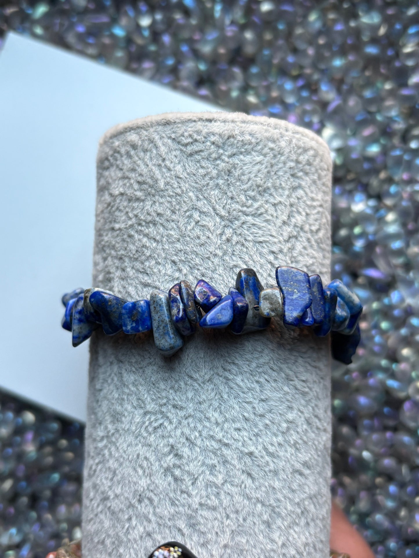 Lapis Lazuli Rough Gemstone Crystal Stretch Bracelet