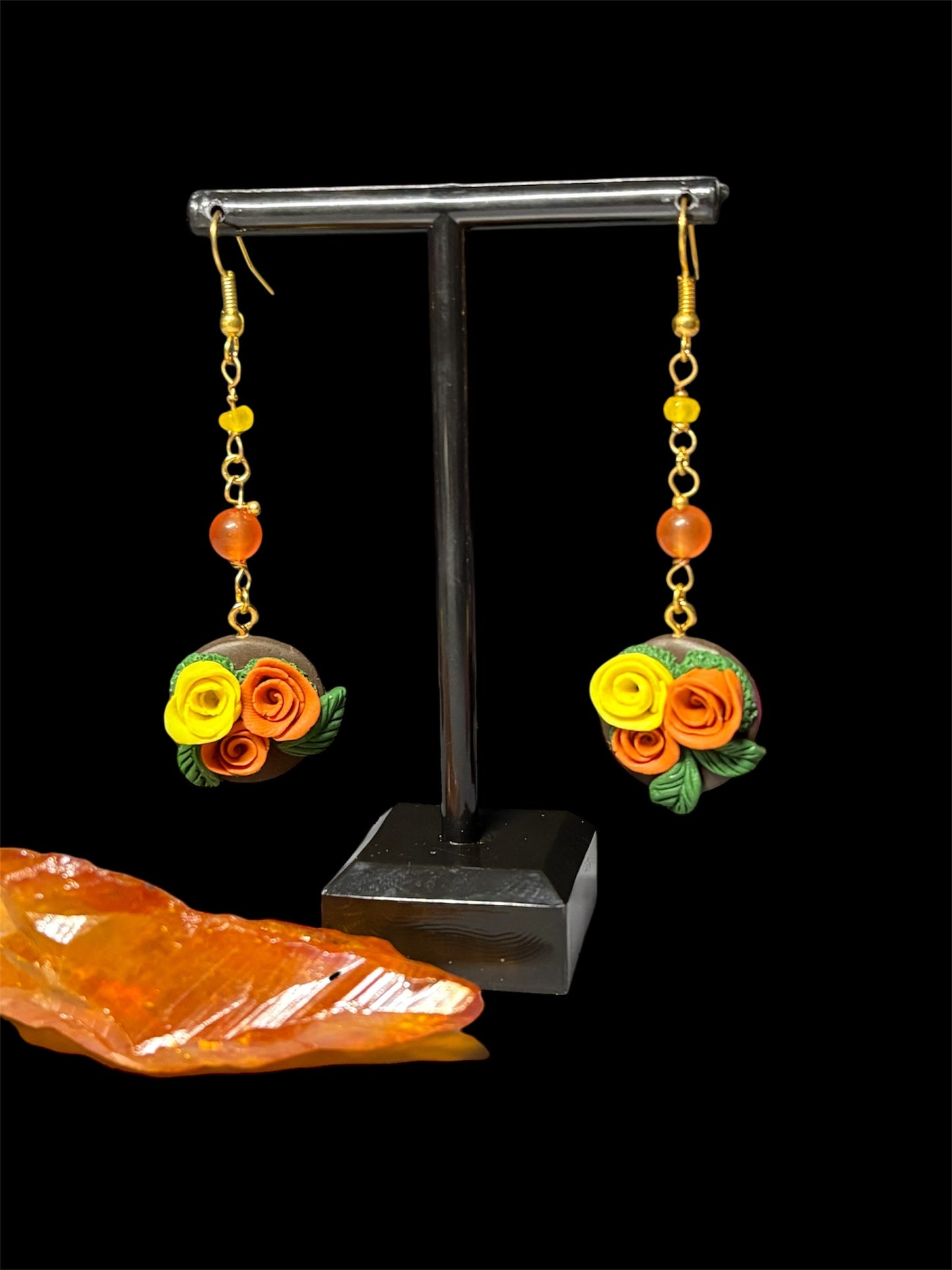 The Posy Quartz Crystal Gemstone Gold Earrings (2)