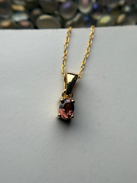 Orange Spinel Oval Gemstone Gold 925 Sterling Silver Necklace