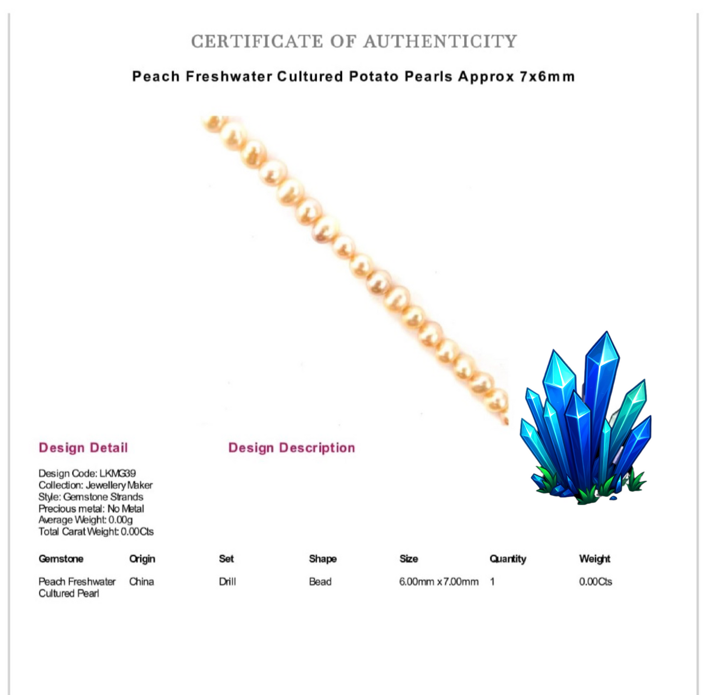 Emerald & Peach Pearl Crystal Gemstone 925 Gold Earrings (Certified)