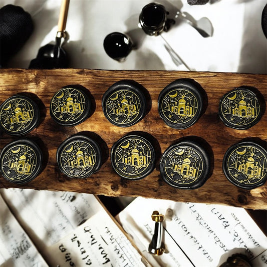 Ramadan Eid Islamic Wax Seal Sticker Set - Black & Gold