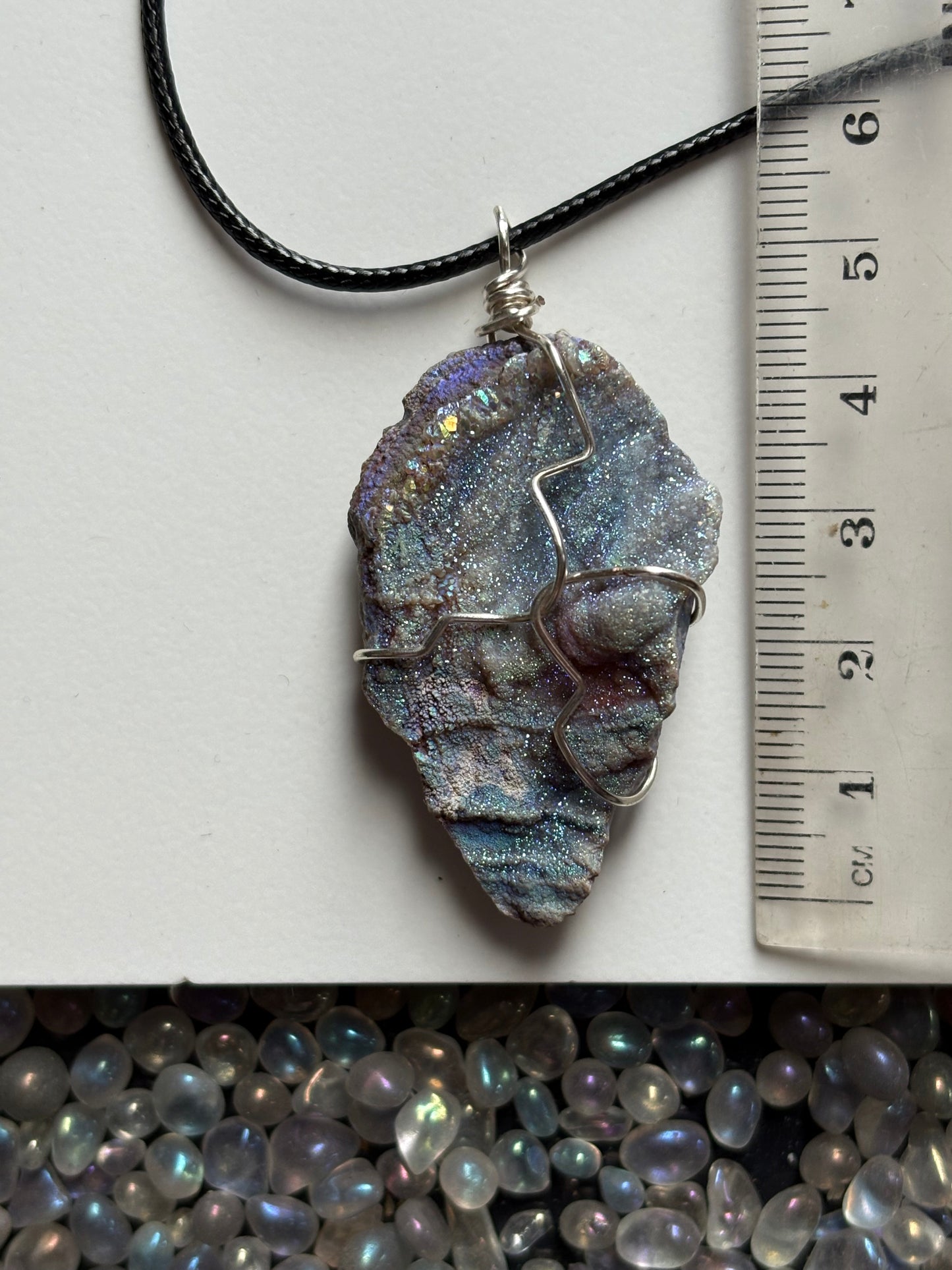 Aura Druzy Chalcedony Crystal Gemstone - Galaxy Slice - Necklace (2)