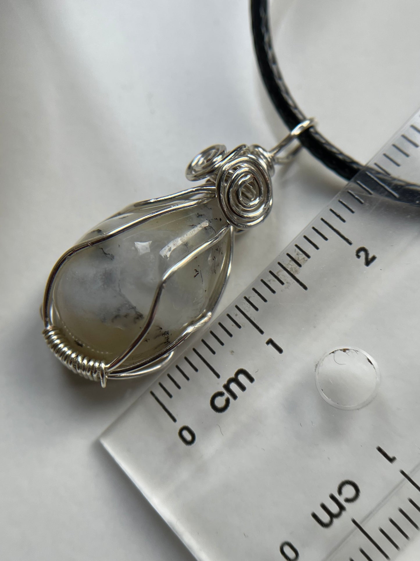 Dendritic Opal Agate Crystal Gemstone Wire Wrapped Necklace (3)