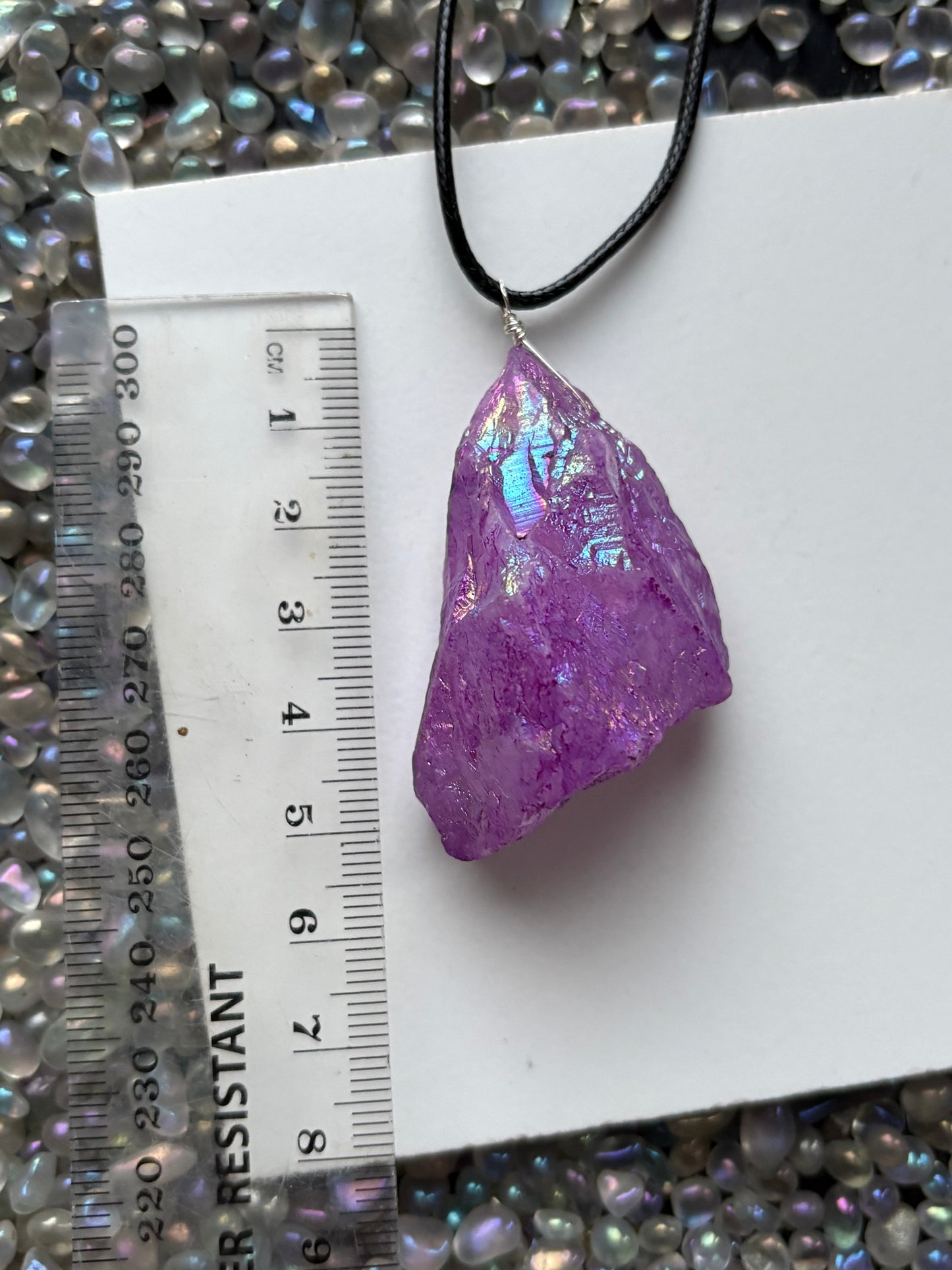 Purple Aura Coated Quartz Crystal Gemstone Necklace (1)