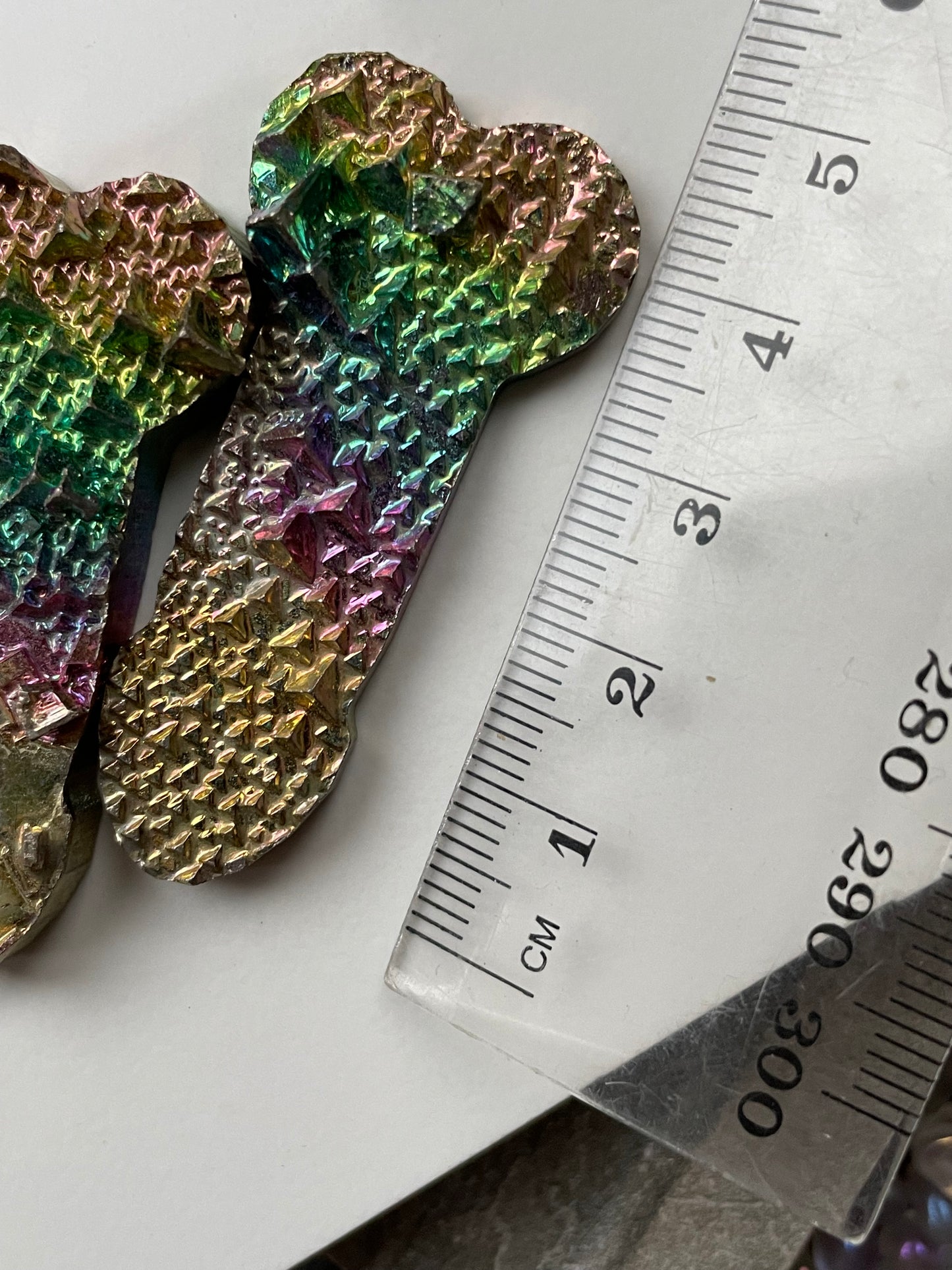 Rainbow Bismuth Crystal Penis Phallus Cut Out Metal Art