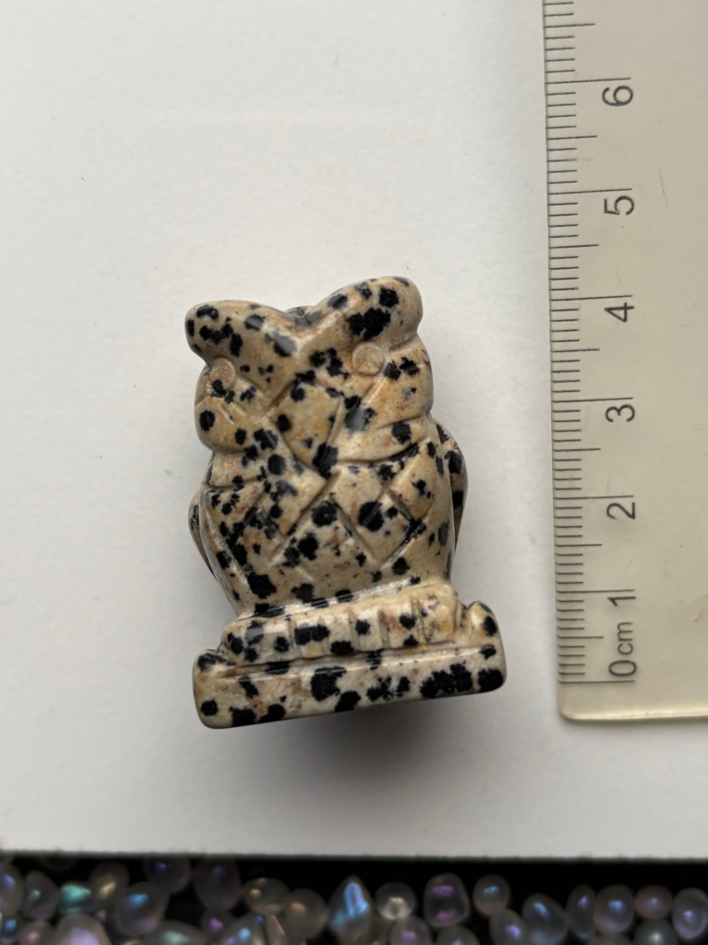 Dalmatian Jasper Gemstone Crystal Animal Owl Carving