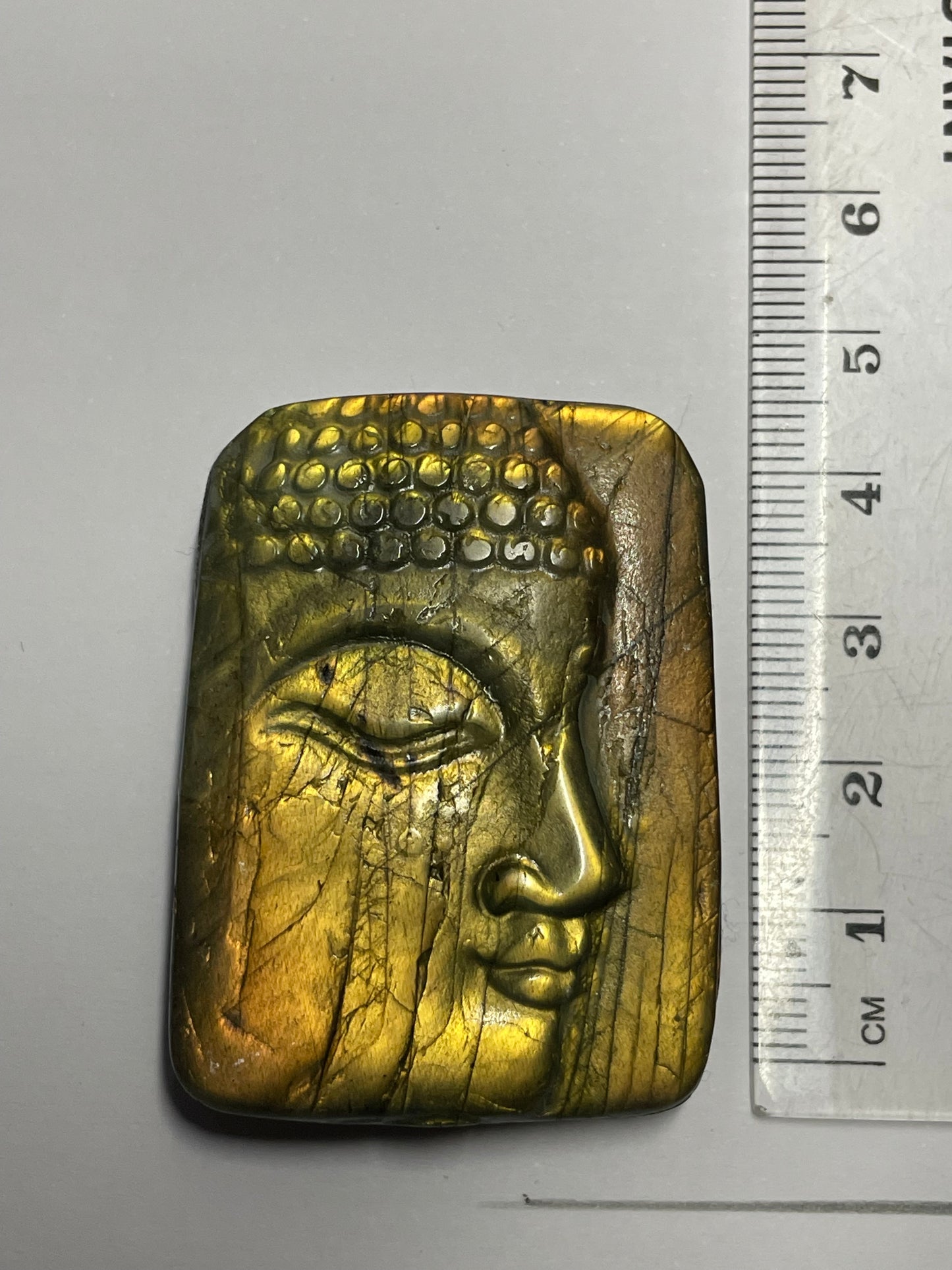 Labradorite Crystal Gemstone Flat Buddha Carving (3)