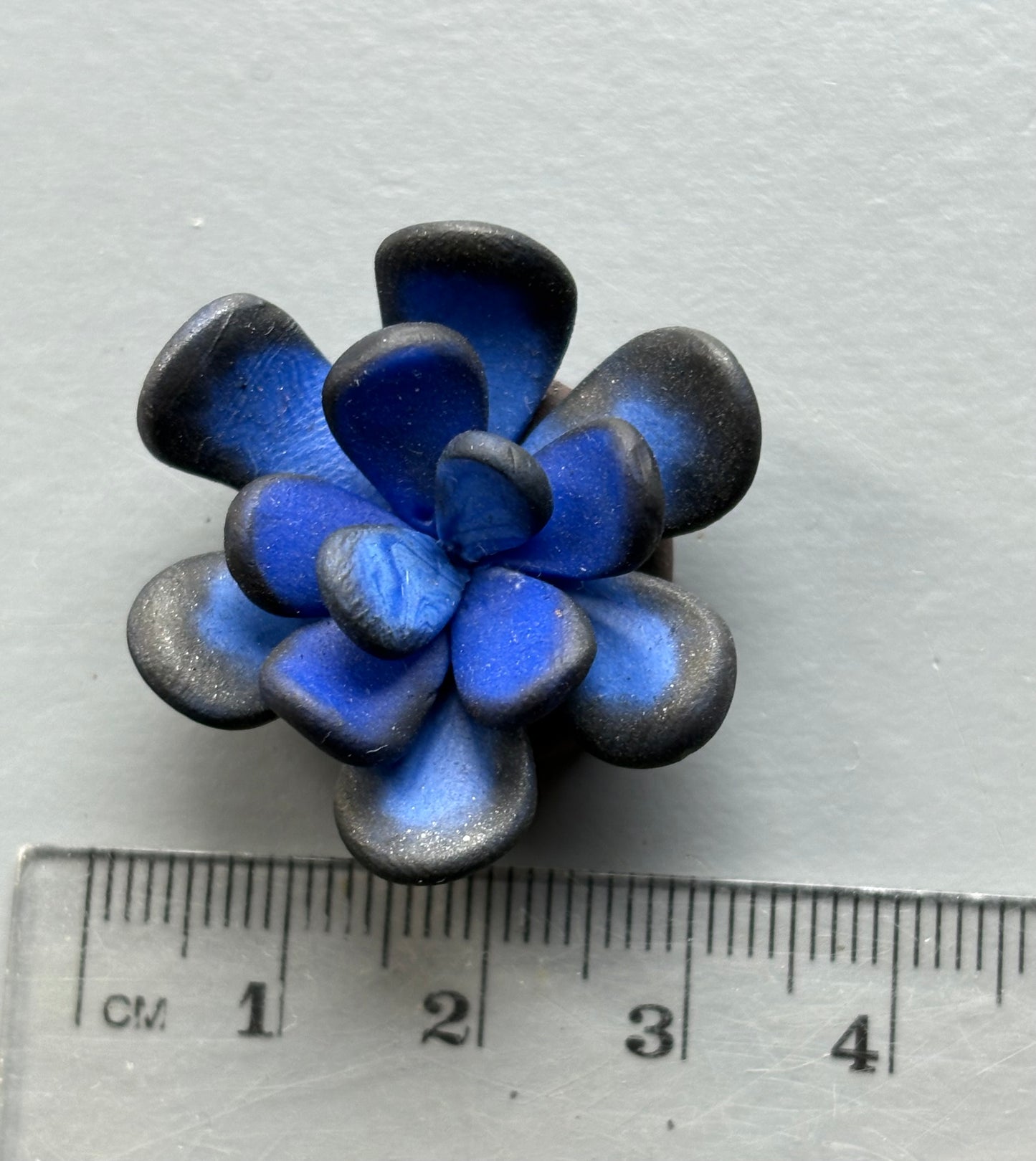 Blue Black Succulent Plant Clay Sphere Mini Holder