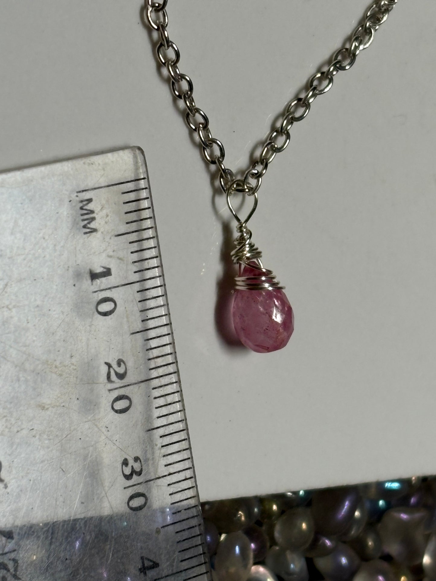 Pink Topaz Briolette Cut Drop Crystal Gemstone Silver Necklace (Certified) (1)