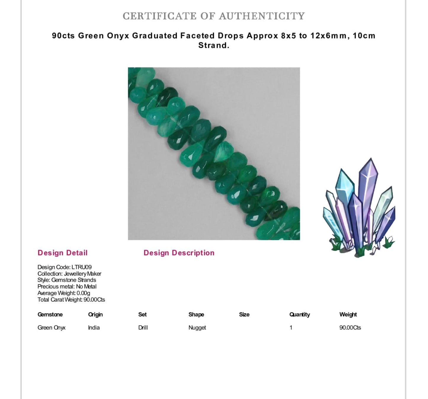 Green Onyx Faceted Drop Crystal Gemstone Star Charm Necklace (Certified)