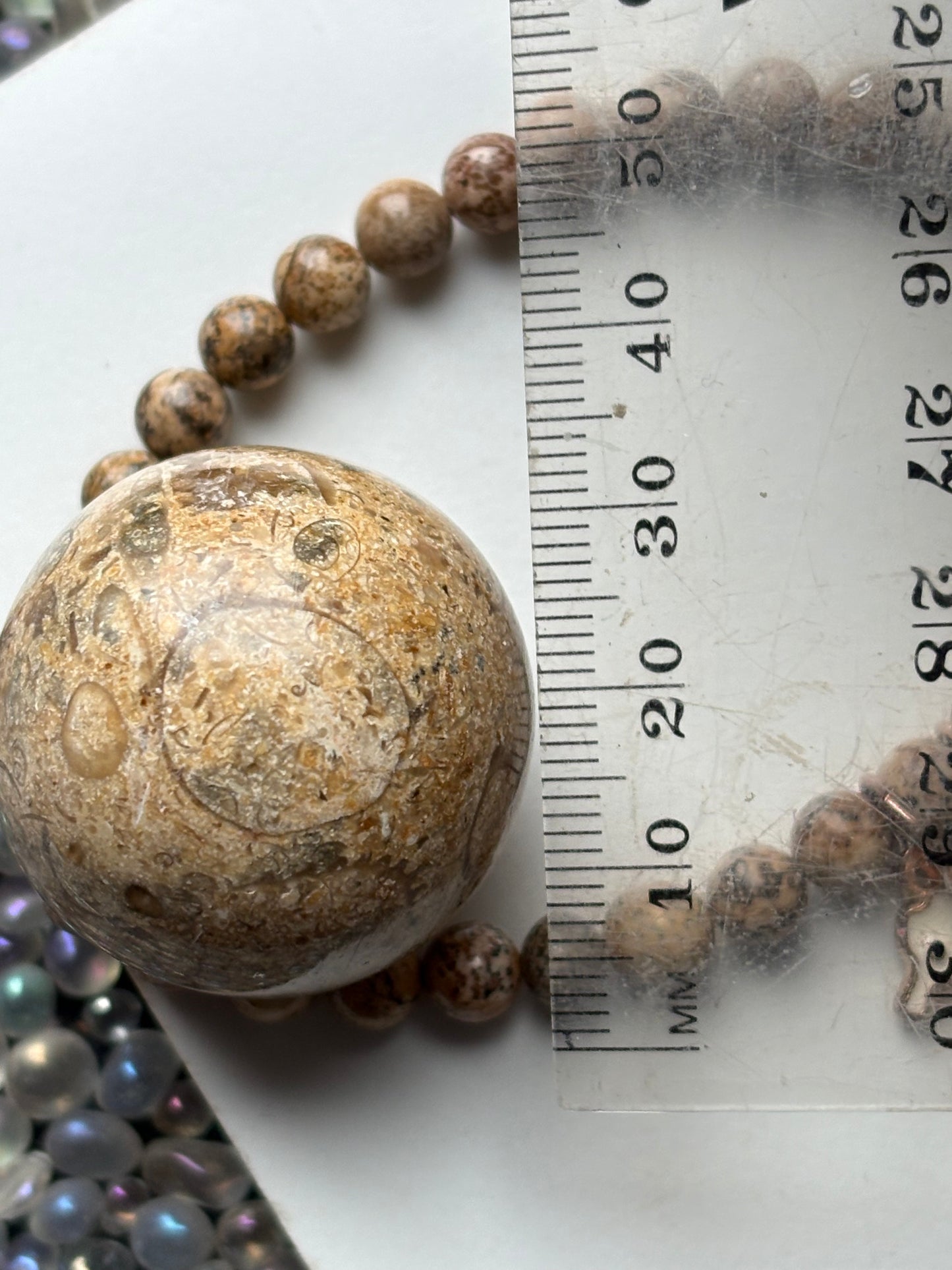 Fossil Jasper Crystal Gemstone Sphere & Bracelet Gift Set