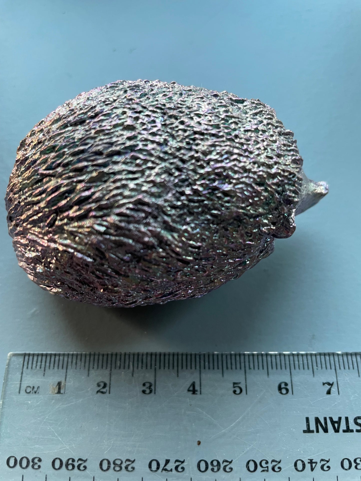 Purple Blue Bismuth Crystal Large Hedgehog Metal Art Sculpture