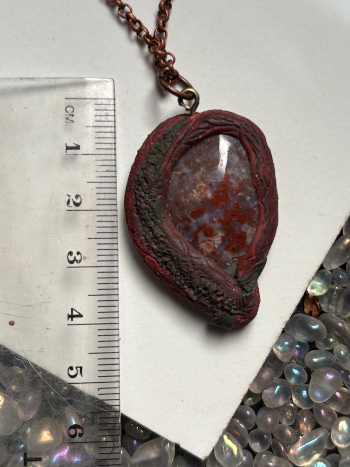 Red Flower Agate Crystal Gemstone Enchanted Forest Necklace