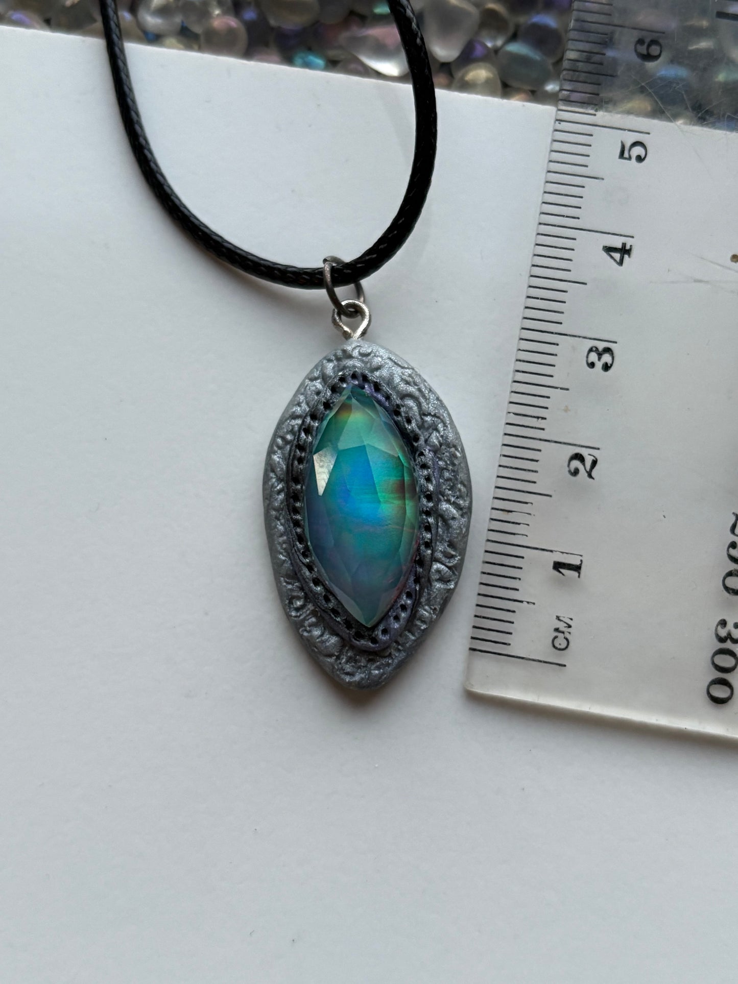 Aurora Opal Doublet Crystal Gemstone - Silver Oval - Necklace
