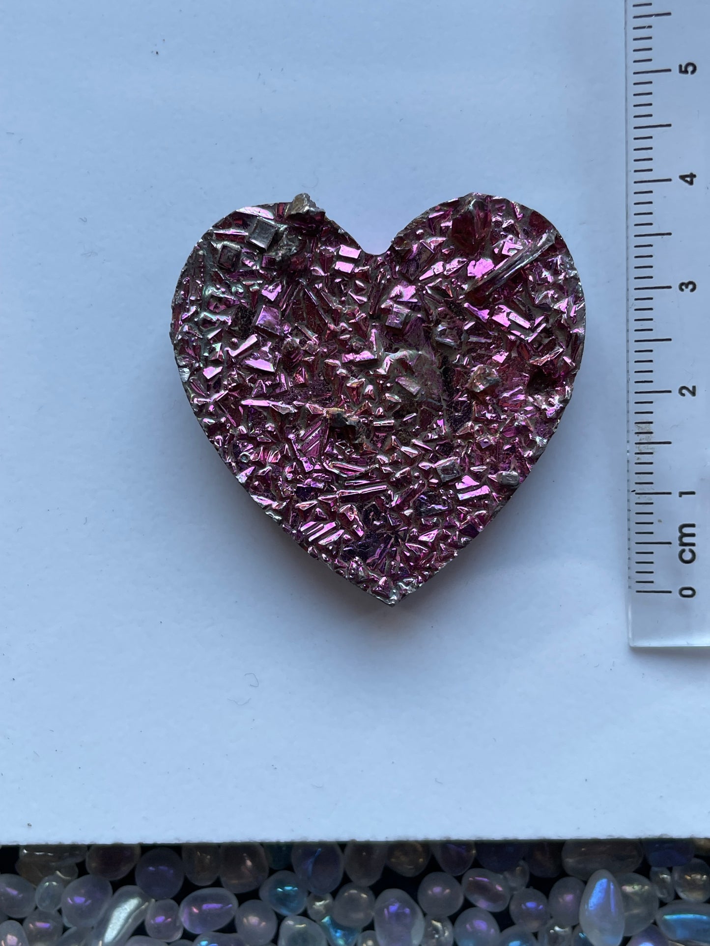 Pink Bismuth Crystal Heart Cut Out Metal Art
