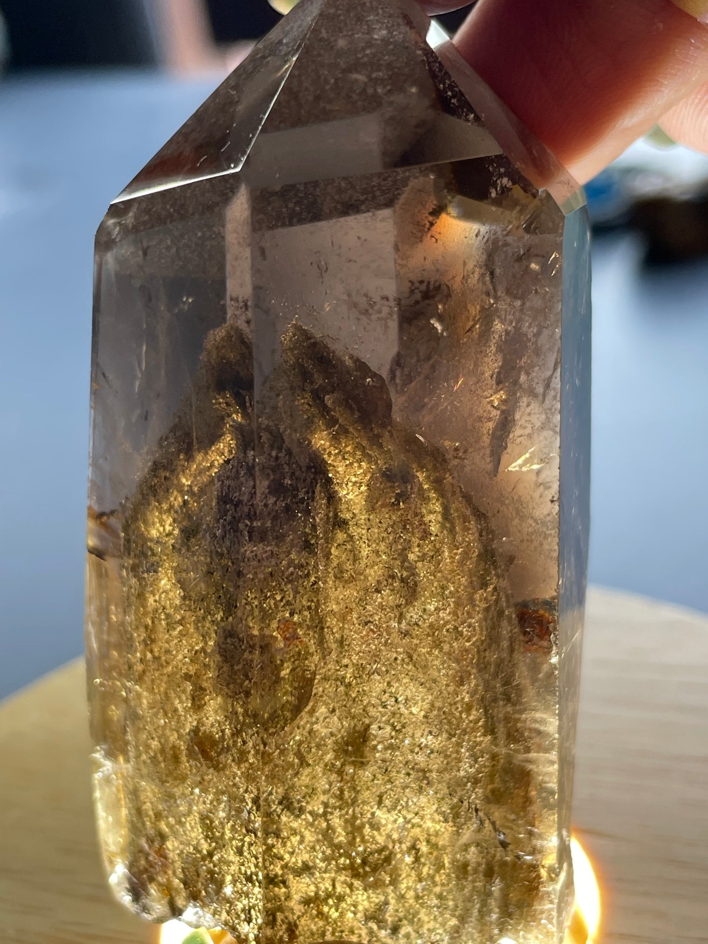 Smoky Hematite Rutile Garden Quartz Crystal Gemstone Tower Point