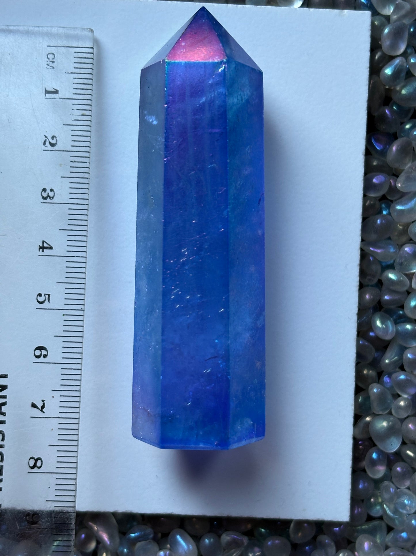 Blue Aura Quartz Crystal Gemstone Tower Point (2)