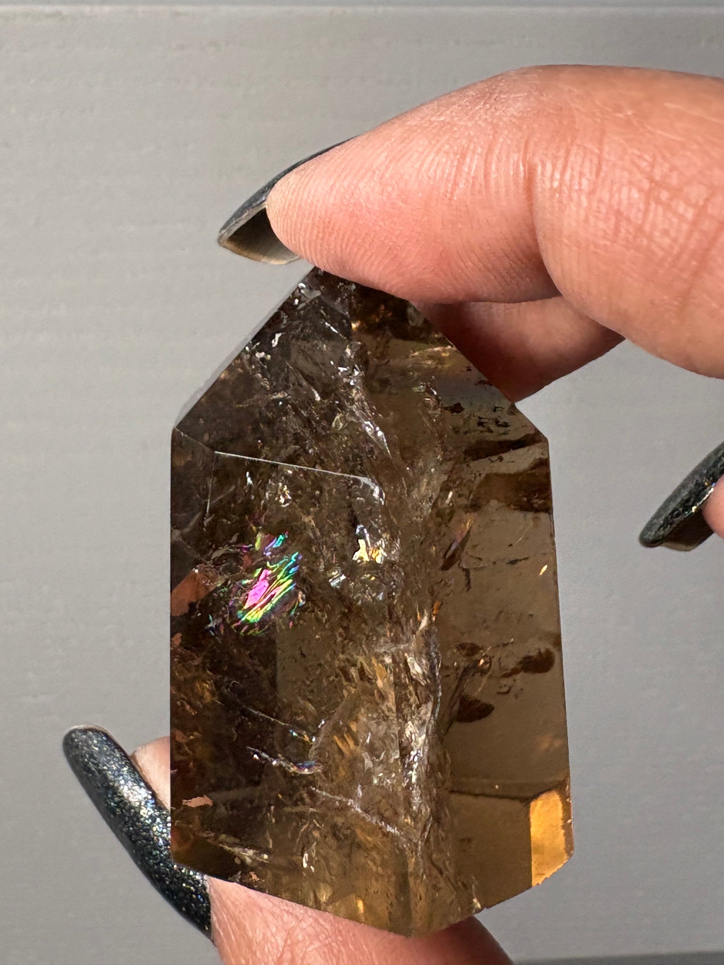 Smoky Citrine Quartz Crystal Gemstone Tower Point (S)