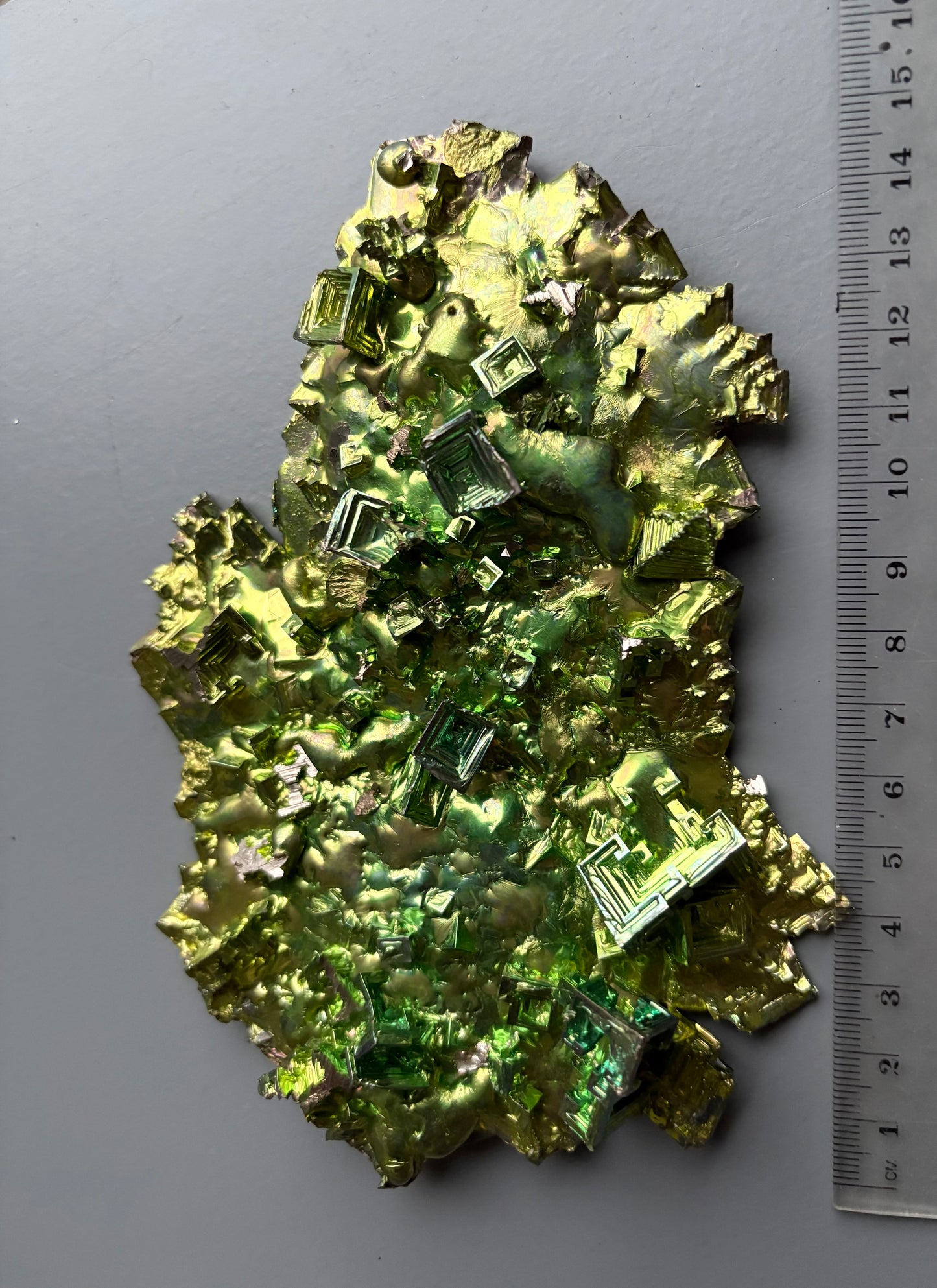 Kryptonite Green Bismuth Specimen Crystal Metal Art Large Slab