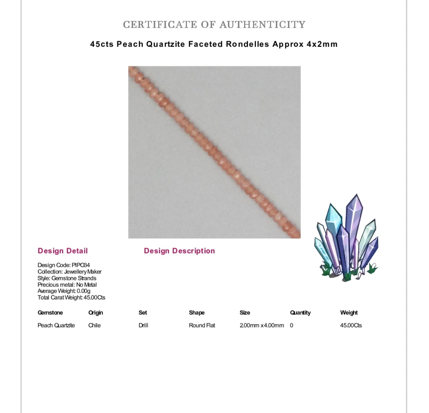 Hazy Violet Shell Pearl & Peach Quartzite Gemstone Back Detail Necklace (Certified)