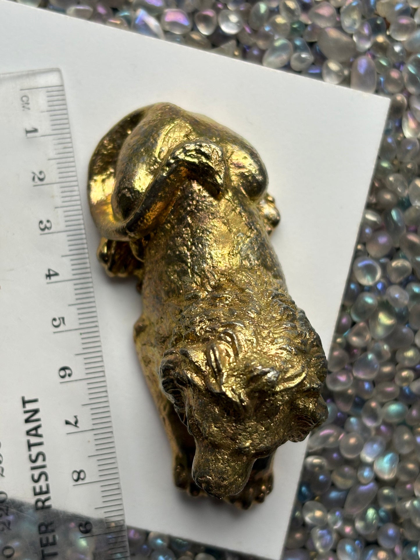 Gold Bismuth Crystal Lion Metal Art Sculpture