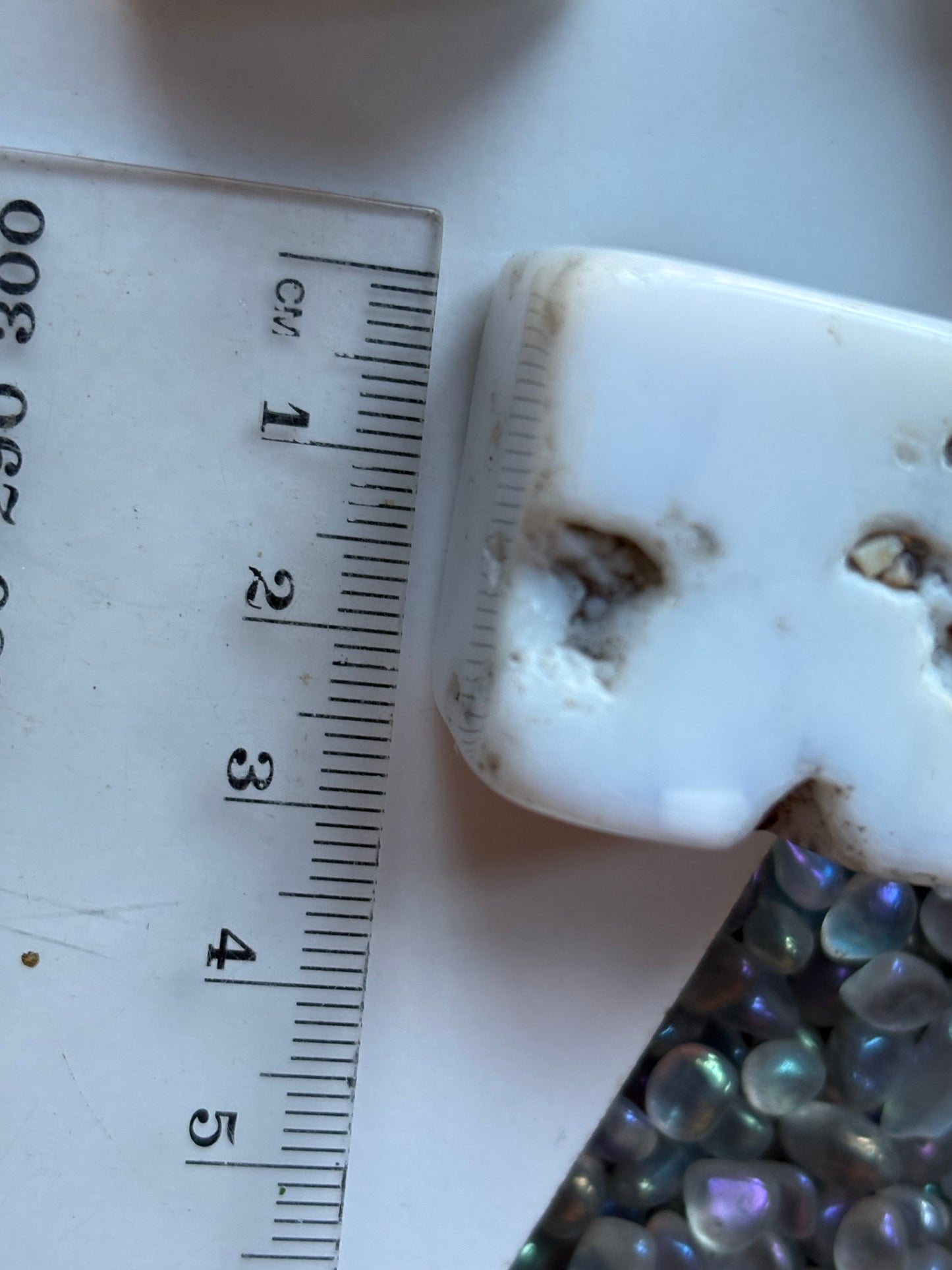 White Chalcedony Tumbled Cube Gemstone Crystal - Large