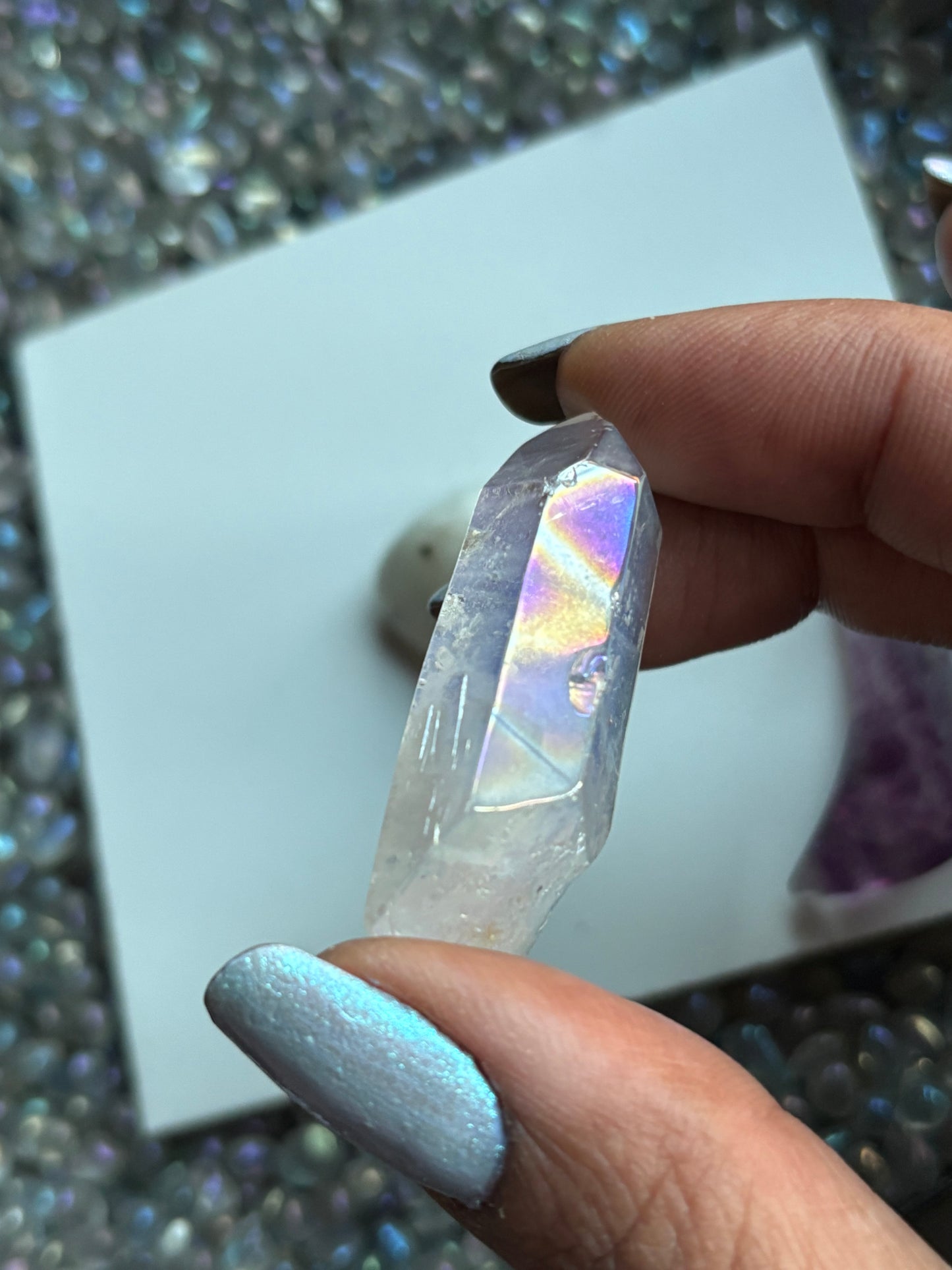 Fluorite Moon Aura Quartz & Rainbow Moonstone Crystal Gemstone Gift Pack - Moon Child (B)