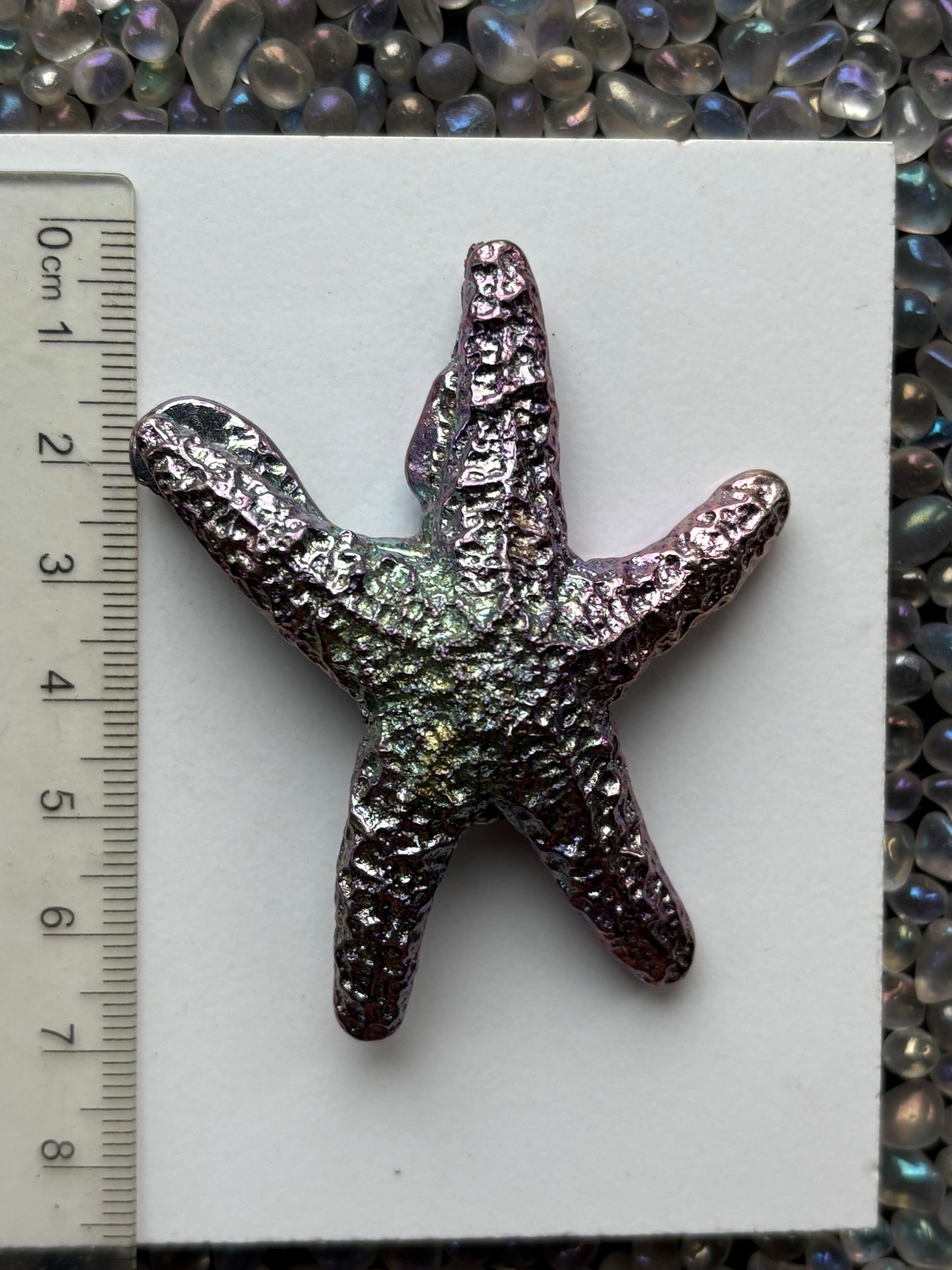 Purple Blue Bismuth Crystal Starfish Metal Art Sculpture