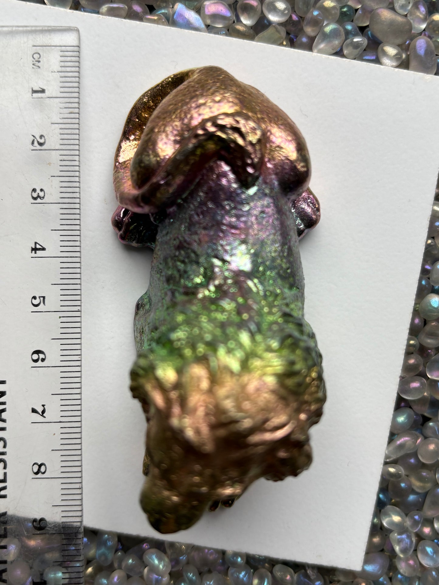 Rainbow Bismuth Crystal Lion Metal Art Sculpture