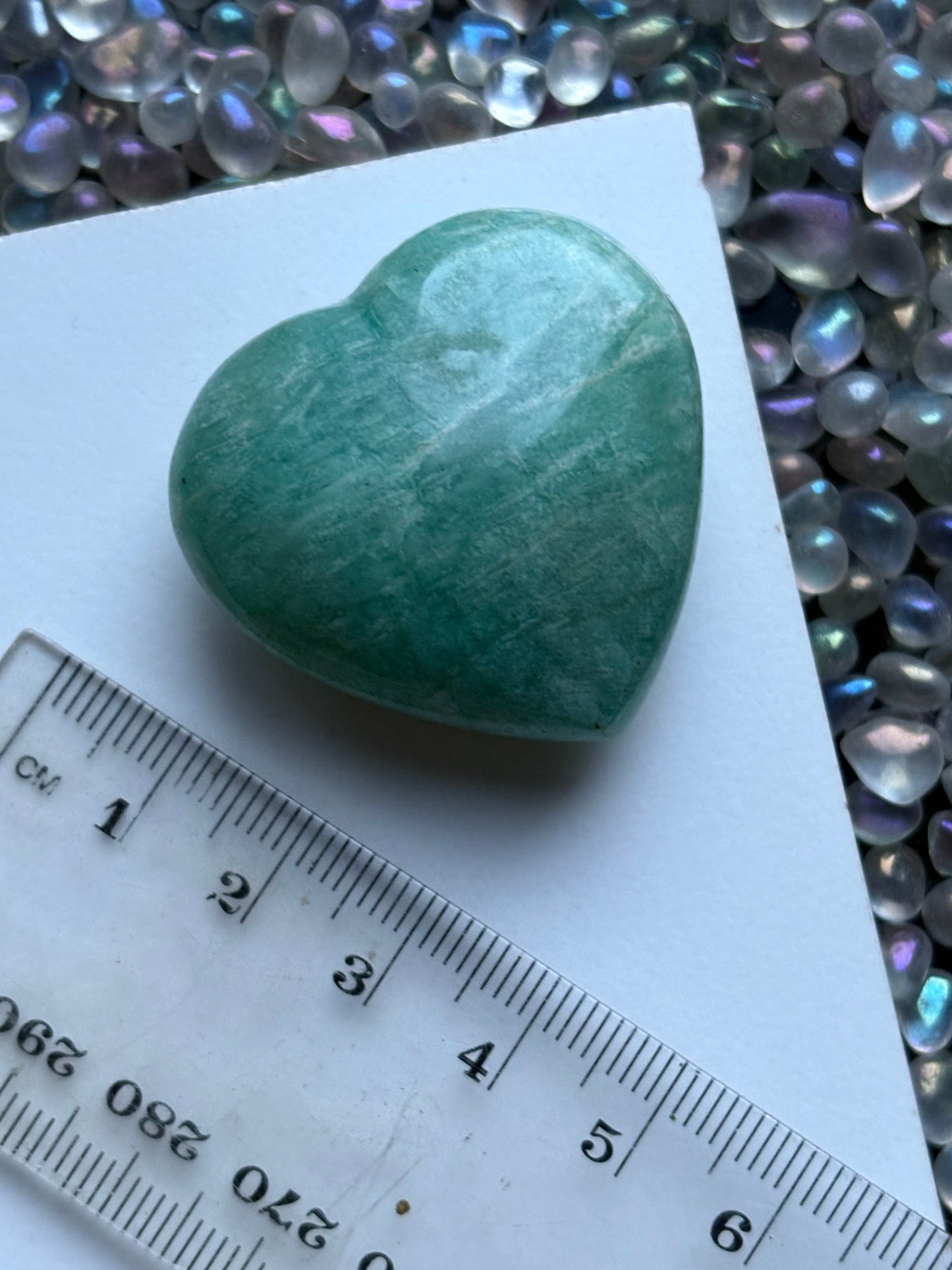 Amazonite Crystal Gemstone Puffy Heart Carving (B)