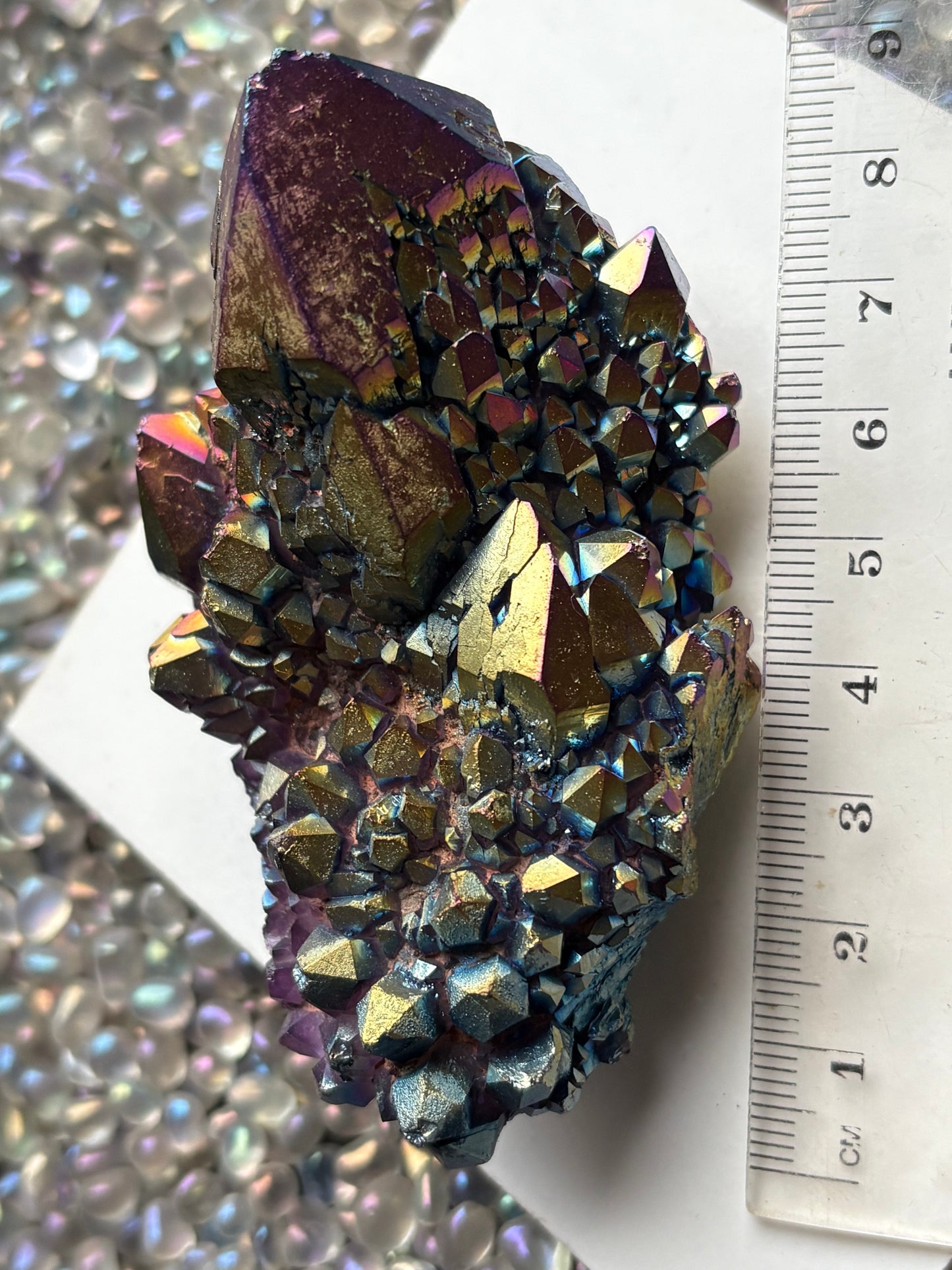 Titanium Aura Elestial Amethyst Crystal Gemstone Cluster