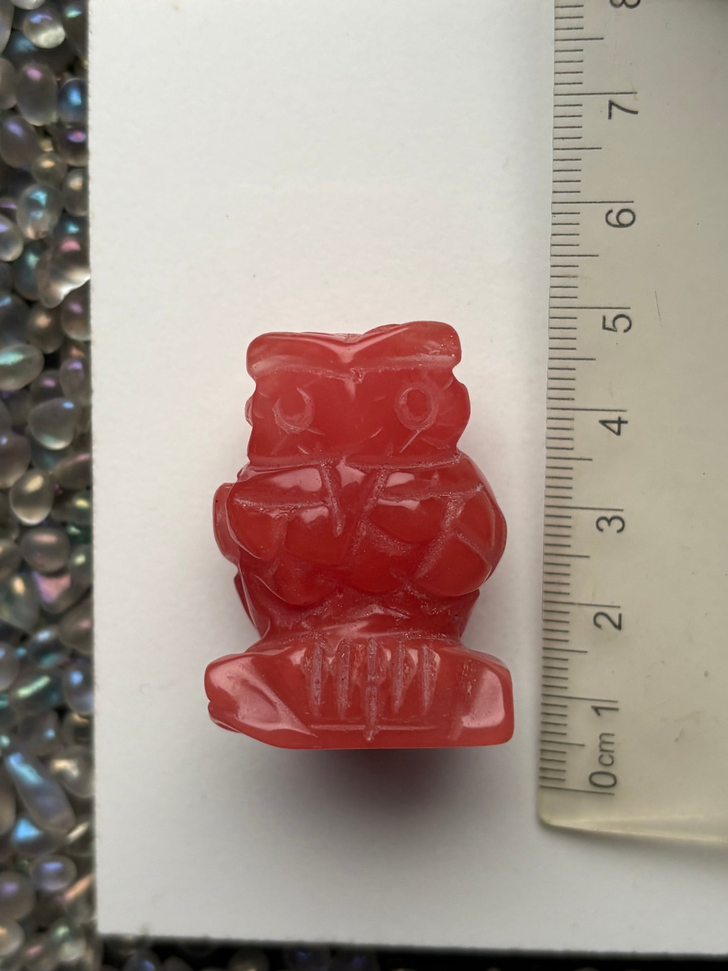 Cherry Quartz Gemstone Crystal Animal Owl Carving