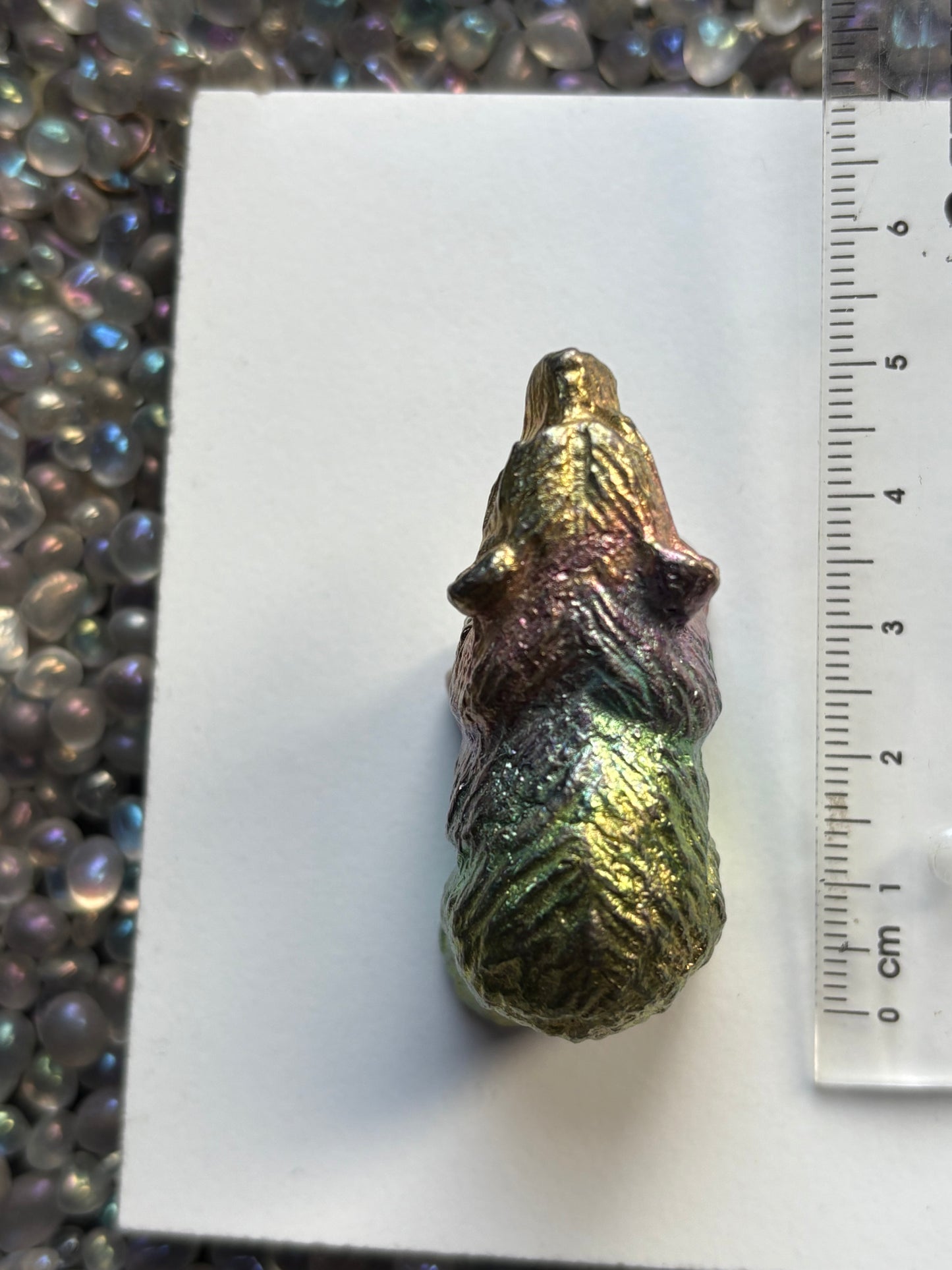 Rainbow Bismuth Crystal Mini Bear Metal Art Sculpture