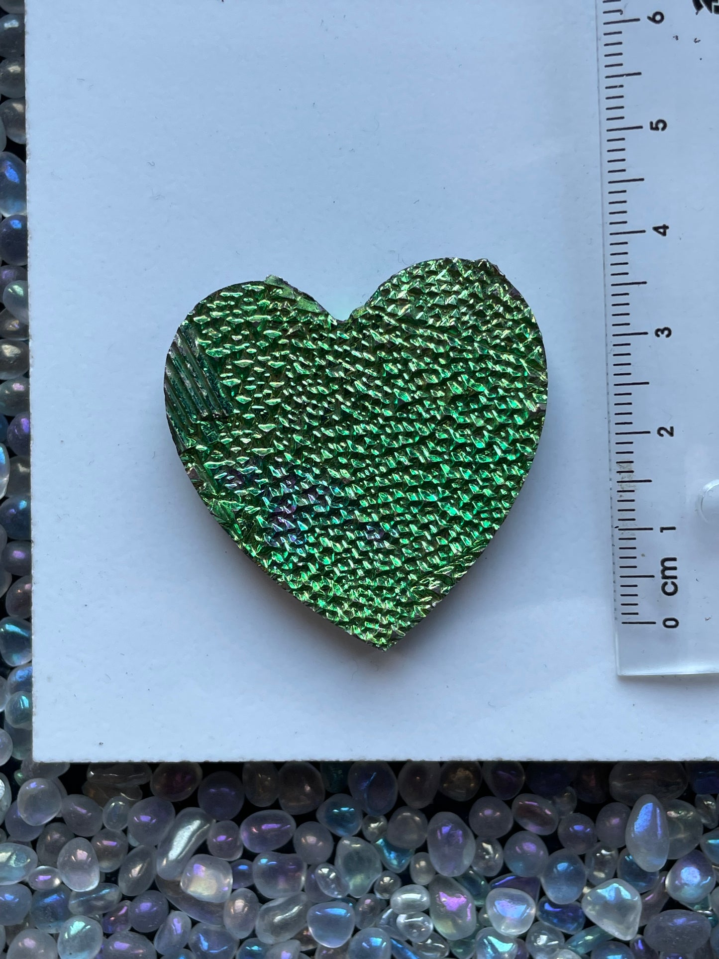 Green Bismuth Crystal Heart Cut Out Metal Art