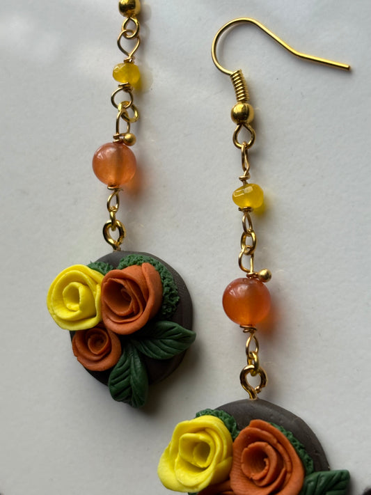 The Posy Quartz Crystal Gemstone Gold Earrings (2)