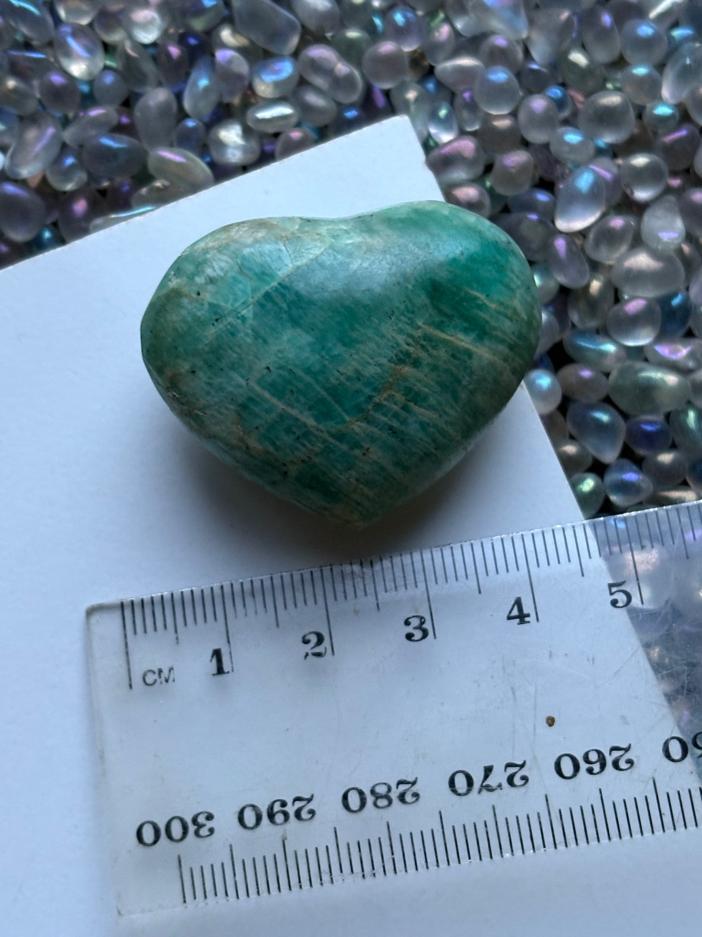 Amazonite Crystal Gemstone Puffy Heart Carving (C)