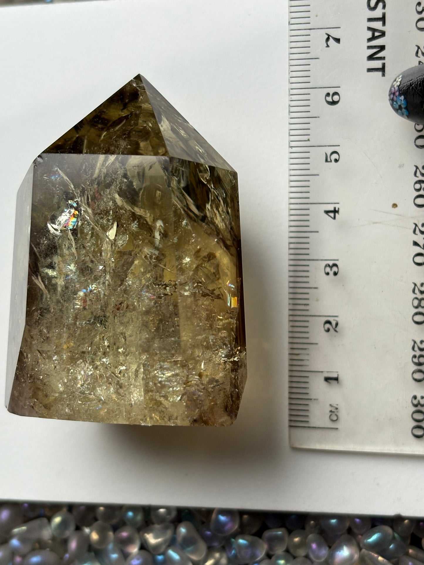 Rainbow Phantom Smoky Citrine Crystal Gemstone Tower Point - P4