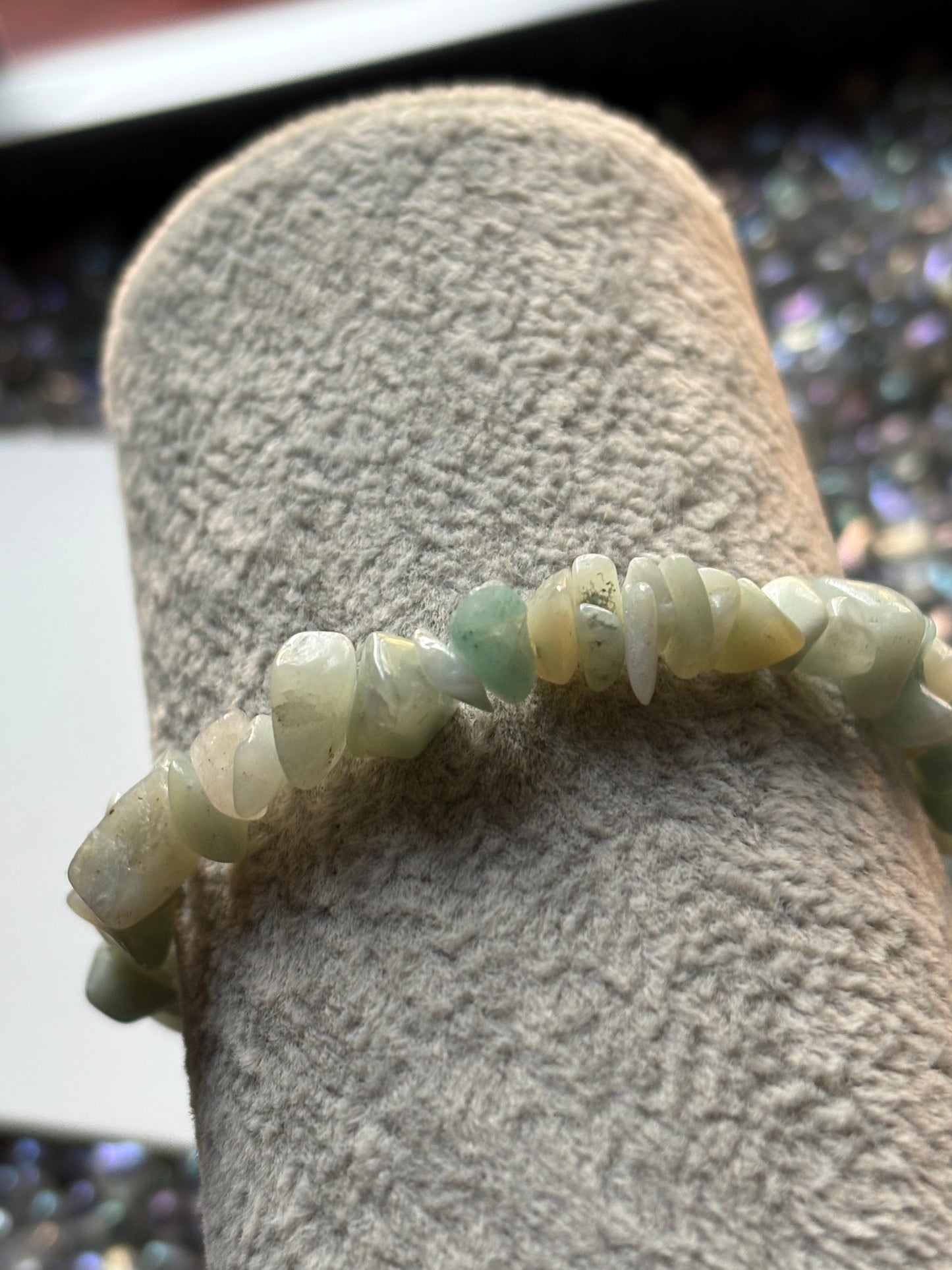 Mint Amazonite Rough Crystal Gemstone Stretch Bracelet