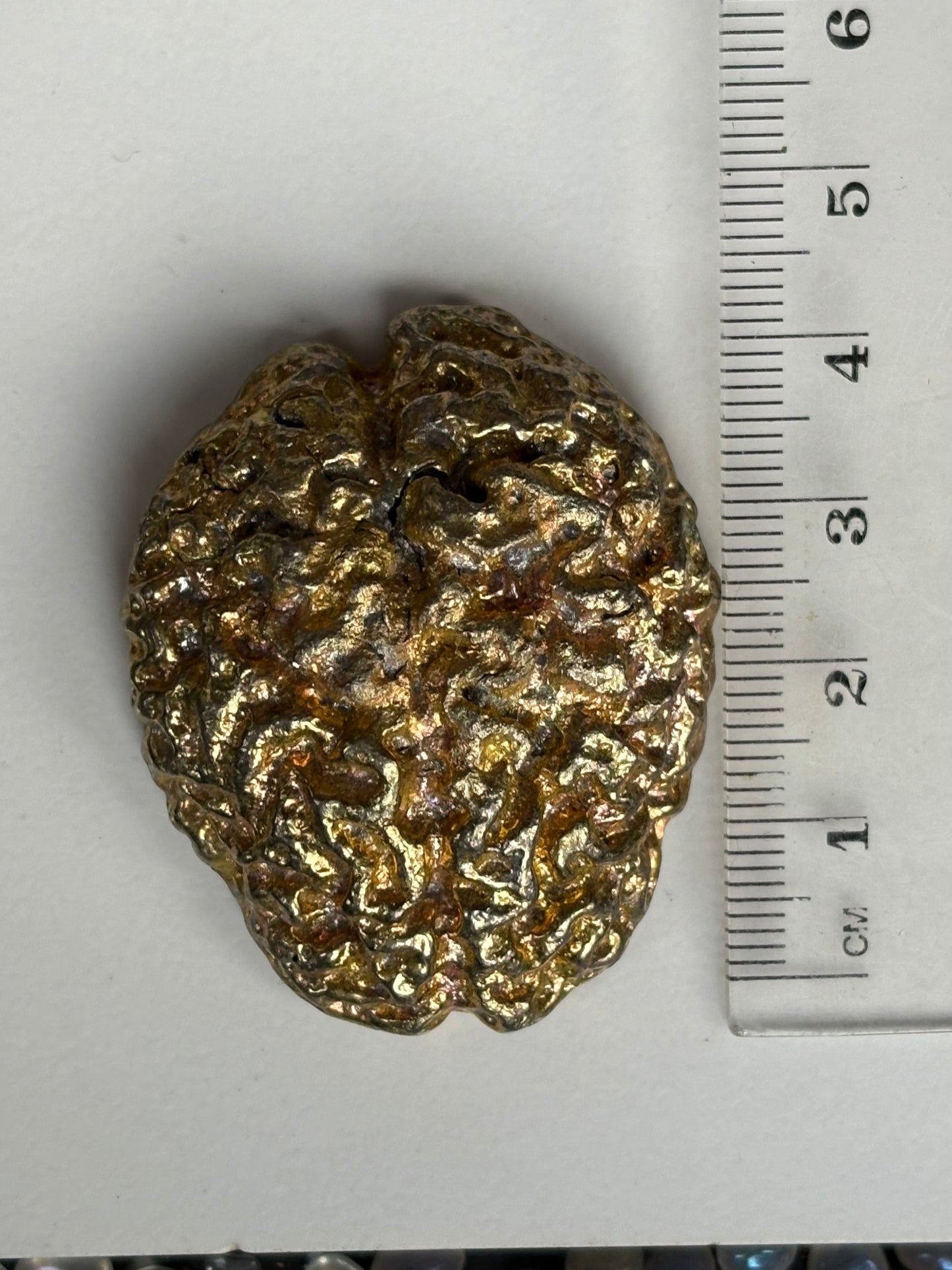 Gold Bismuth Crystal Brain Metal Art Sculpture