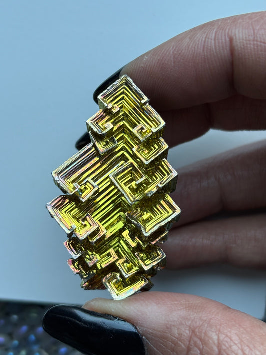Gold Bismuth Crystal Specimen Metal Art G3