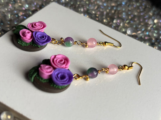 The Posy Quartz Crystal Gemstone Gold Earrings (1)