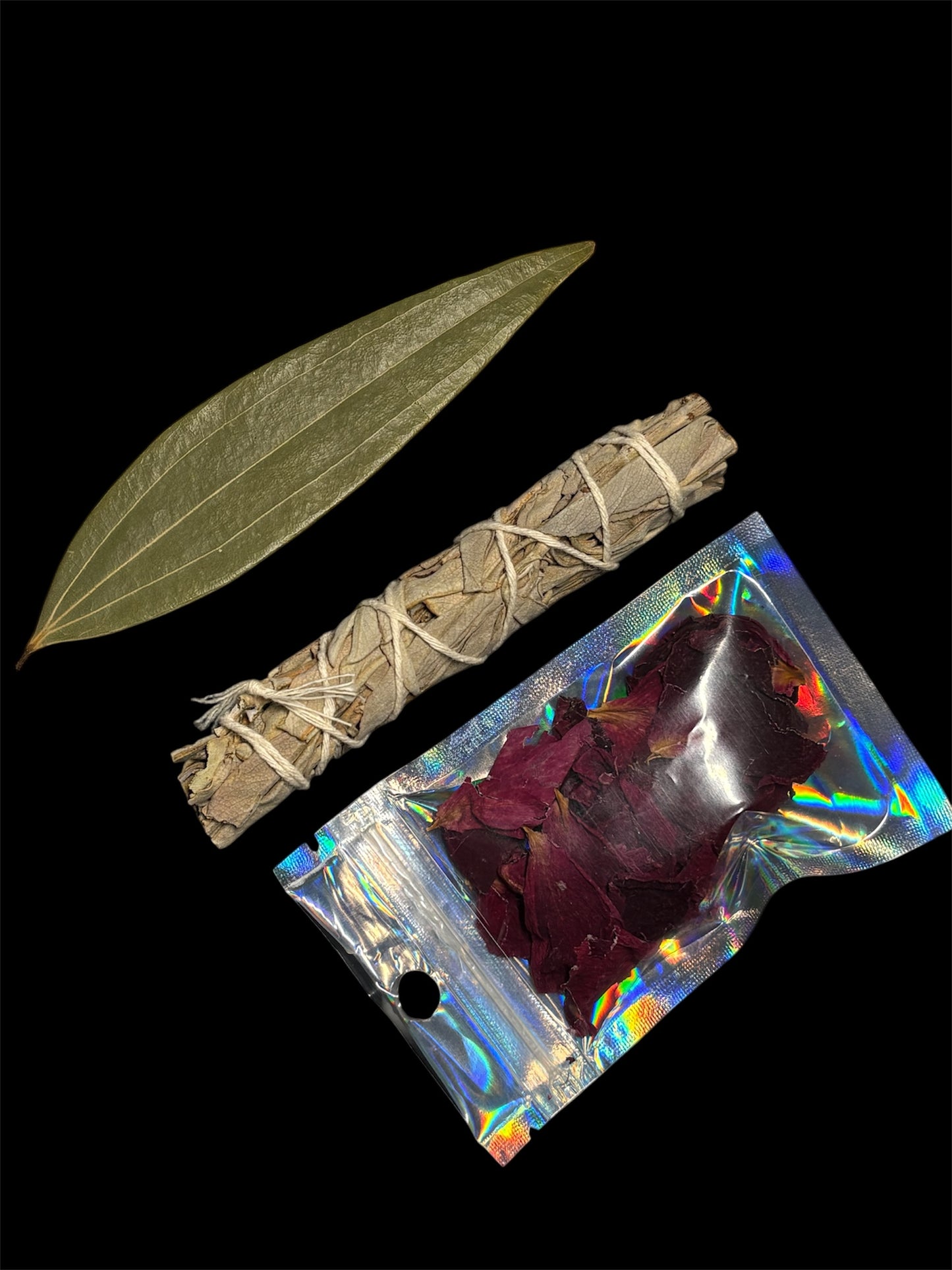 Rose Petals Sage Bay Leaf - Bloom & Stay Blessed Burning Gift Set