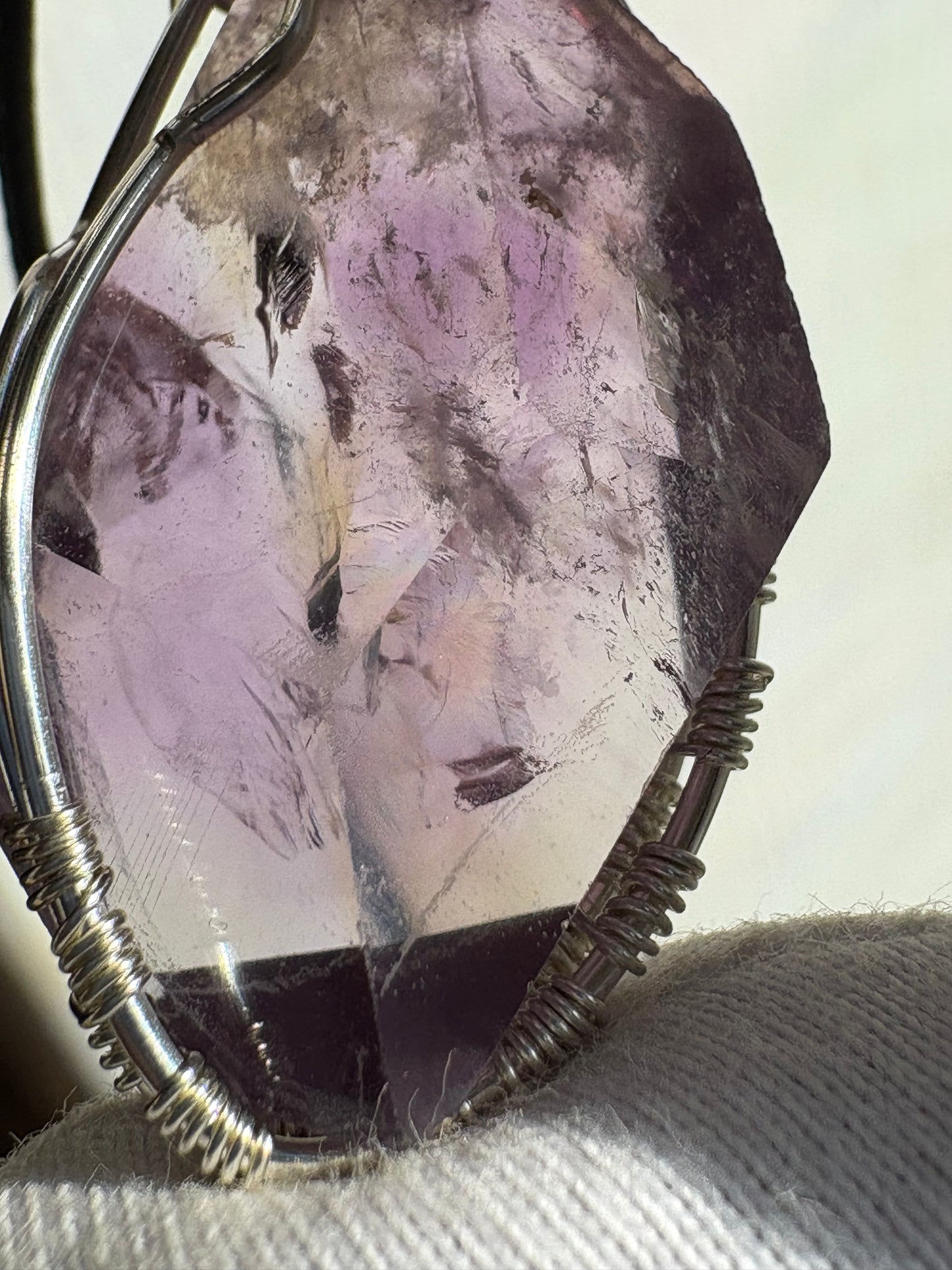 Ametrine Faceted Freeform Crystal Gemstone Silver Necklace (1)