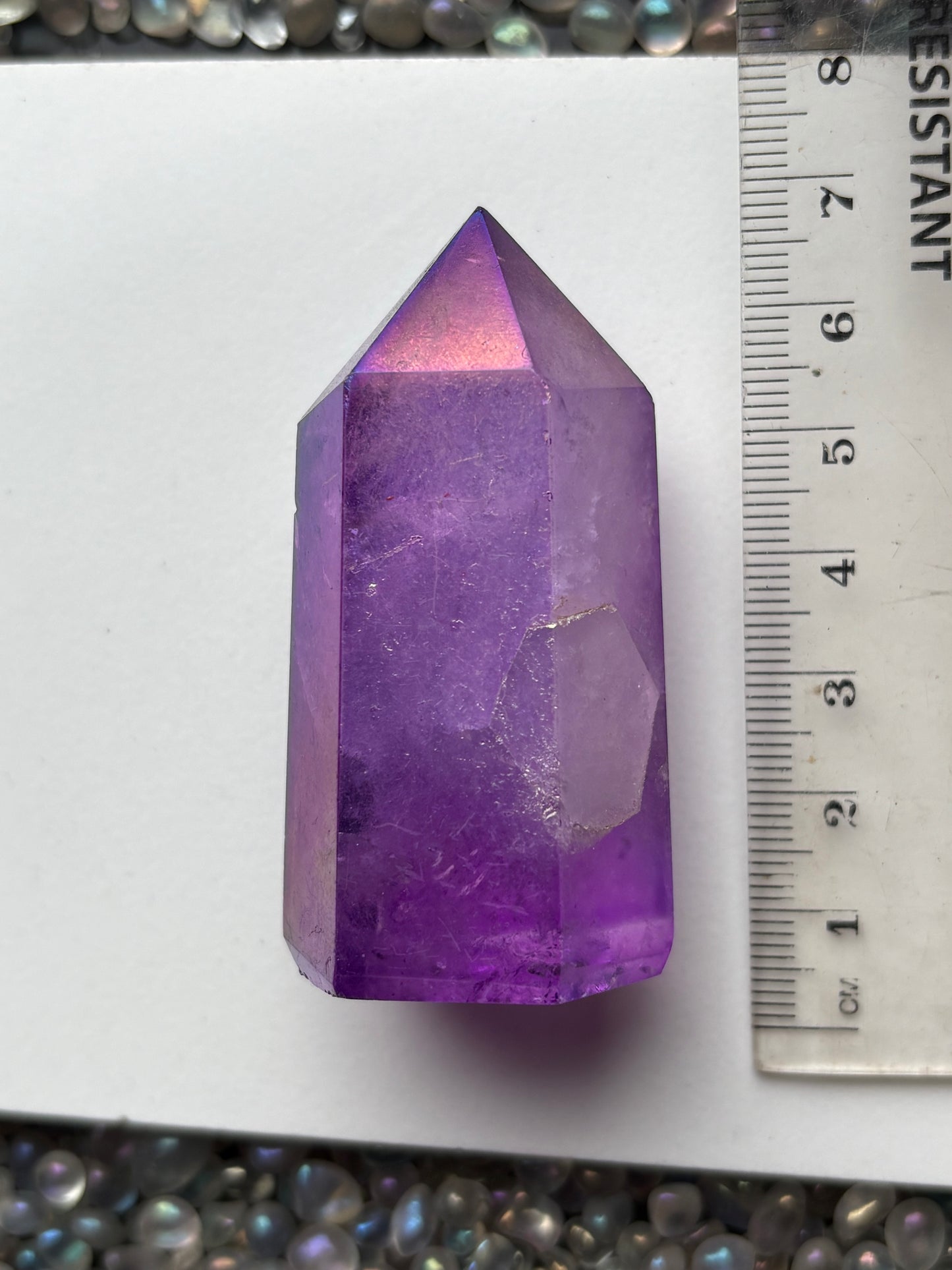 Purple Aura Quartz Crystal Gemstone Tower Point (C)