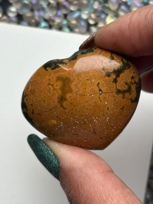 Ocean Jasper Gemstone Crystal Heart Carving Carving Small (9)