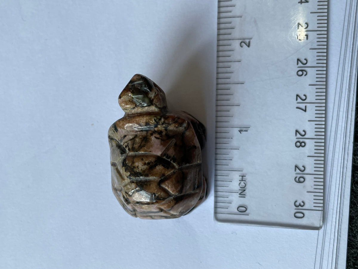 Rhodonite Gemstone Crystal Turtle Animal Carving Small